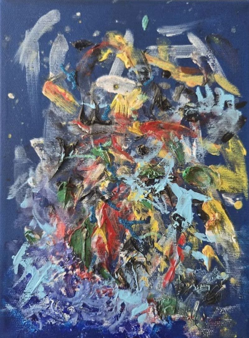 Modrá, Barbora Paulovičová — Plátno, 18 × 24 cm