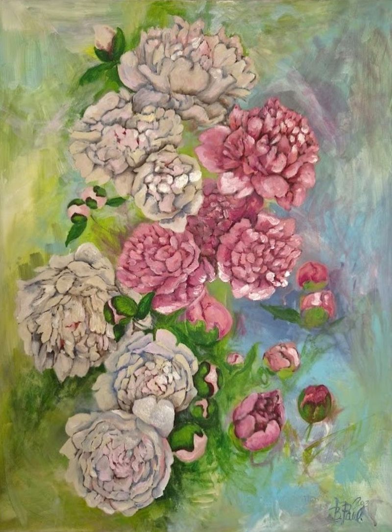 Pivónky III, Barbora Paulovičová — Plátno, 60 × 80 cm