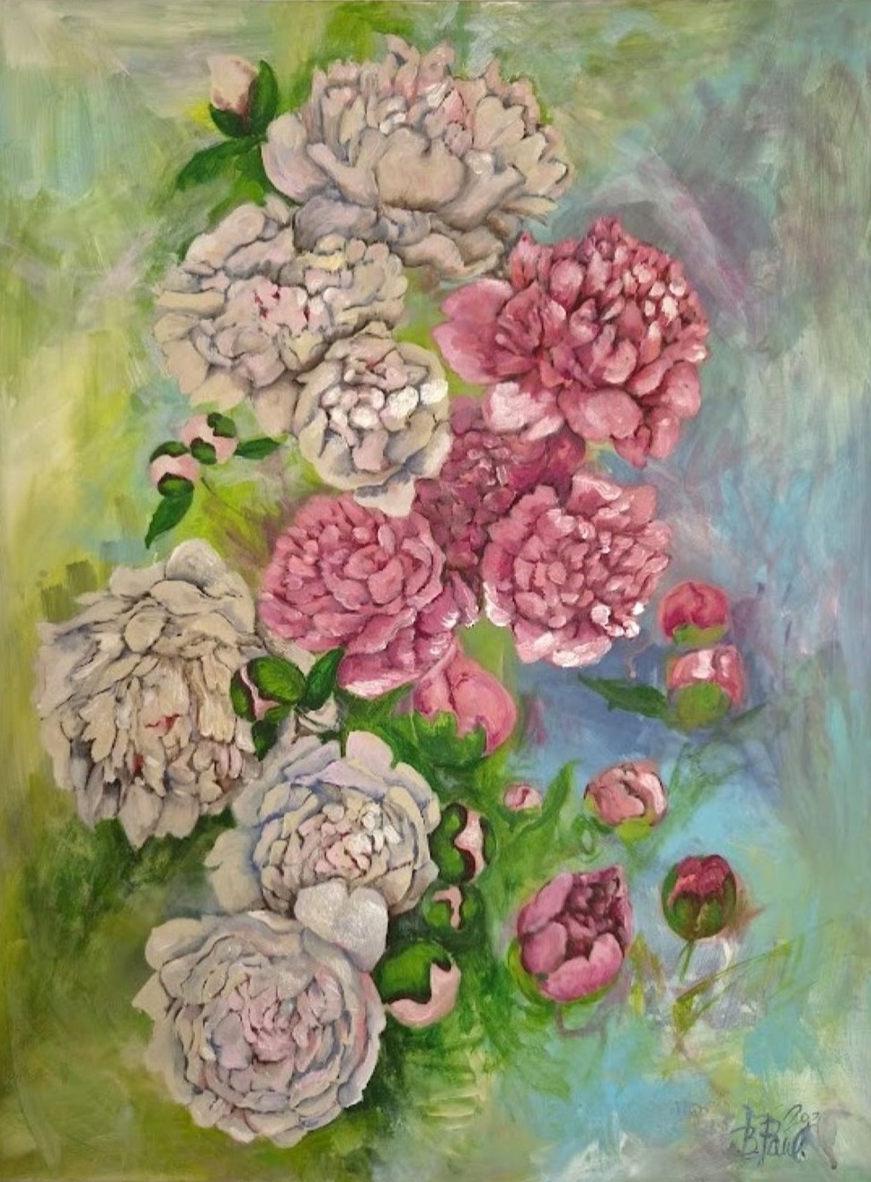 Pivónky III, Barbora Paulovičová — Acrylic, Impressionism, Canvas — 60 × 80 cm