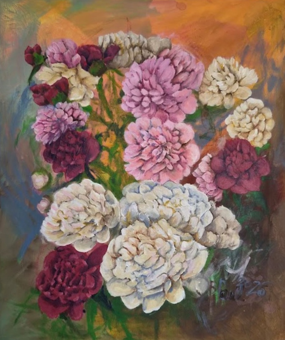Pivónky V, Barbora Paulovičová — Acrylic, Expressionism, Canvas — 50 × 60 cm