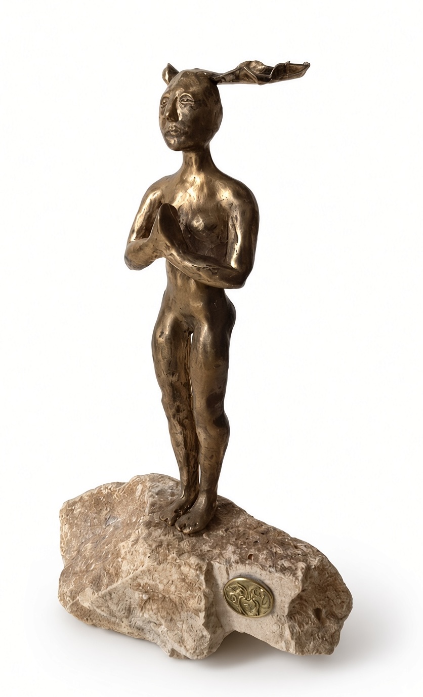 Pozícia Modlitby "Namaskarasa", Barbora Paulovičová — Symbolism, Bronze — 23 × 35 cm