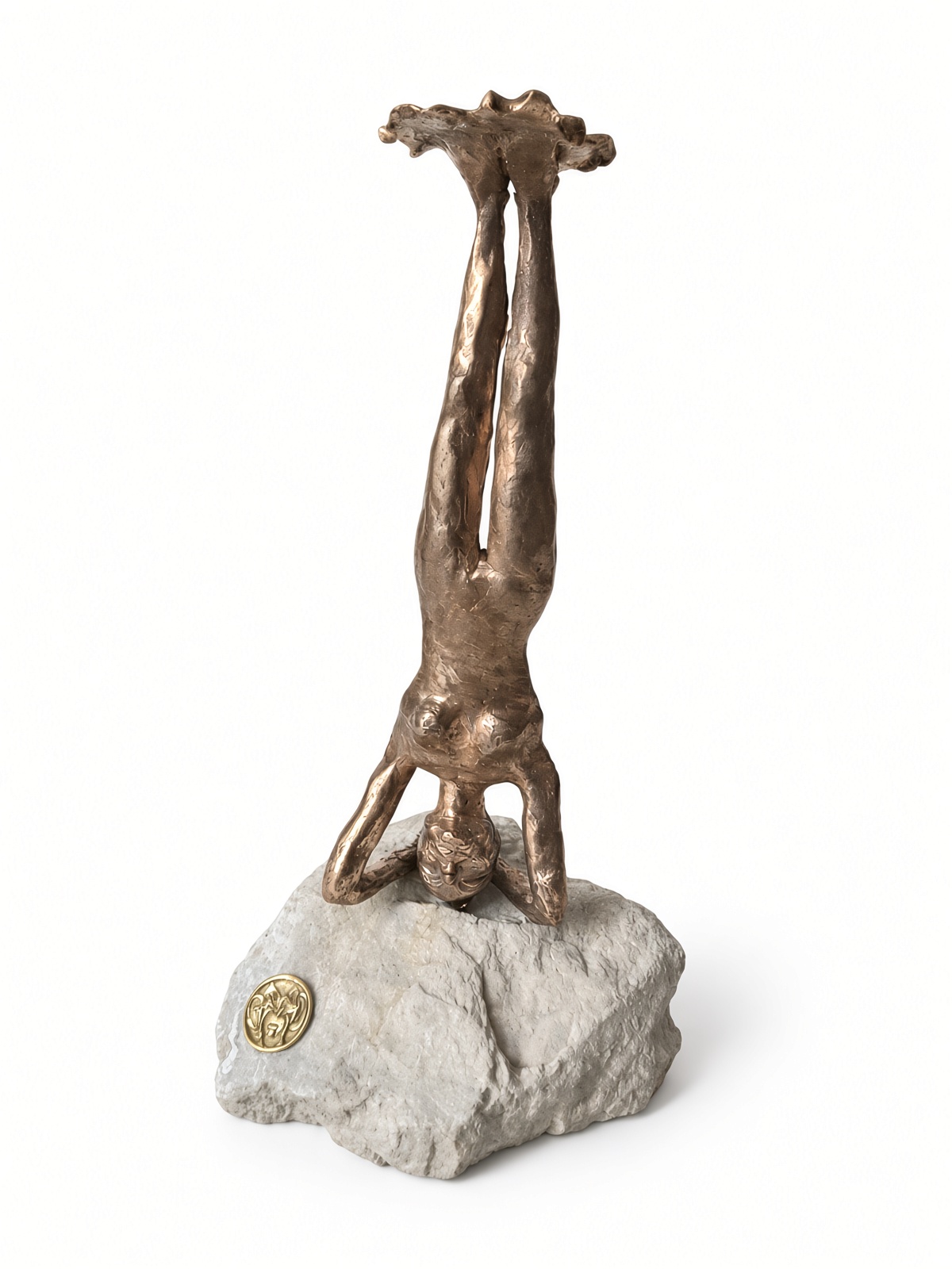 Stojka na hlave „Shirshasana“, Barbora Paulovičová — Symbolism, Bronze — 19 × 35 cm