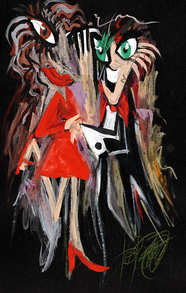 Tanečníci IV. size S, Barbora Paulovičová — Oil Pastel, Figurative, Paper — 22 × 31 cm