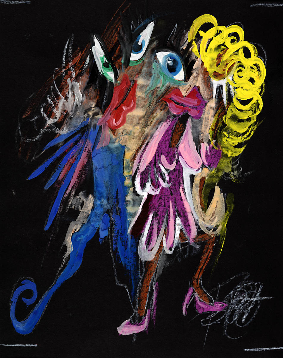 Tanečníci V. size S, Barbora Paulovičová — Oil Pastel, Figurative, Paper — 25 × 31 cm