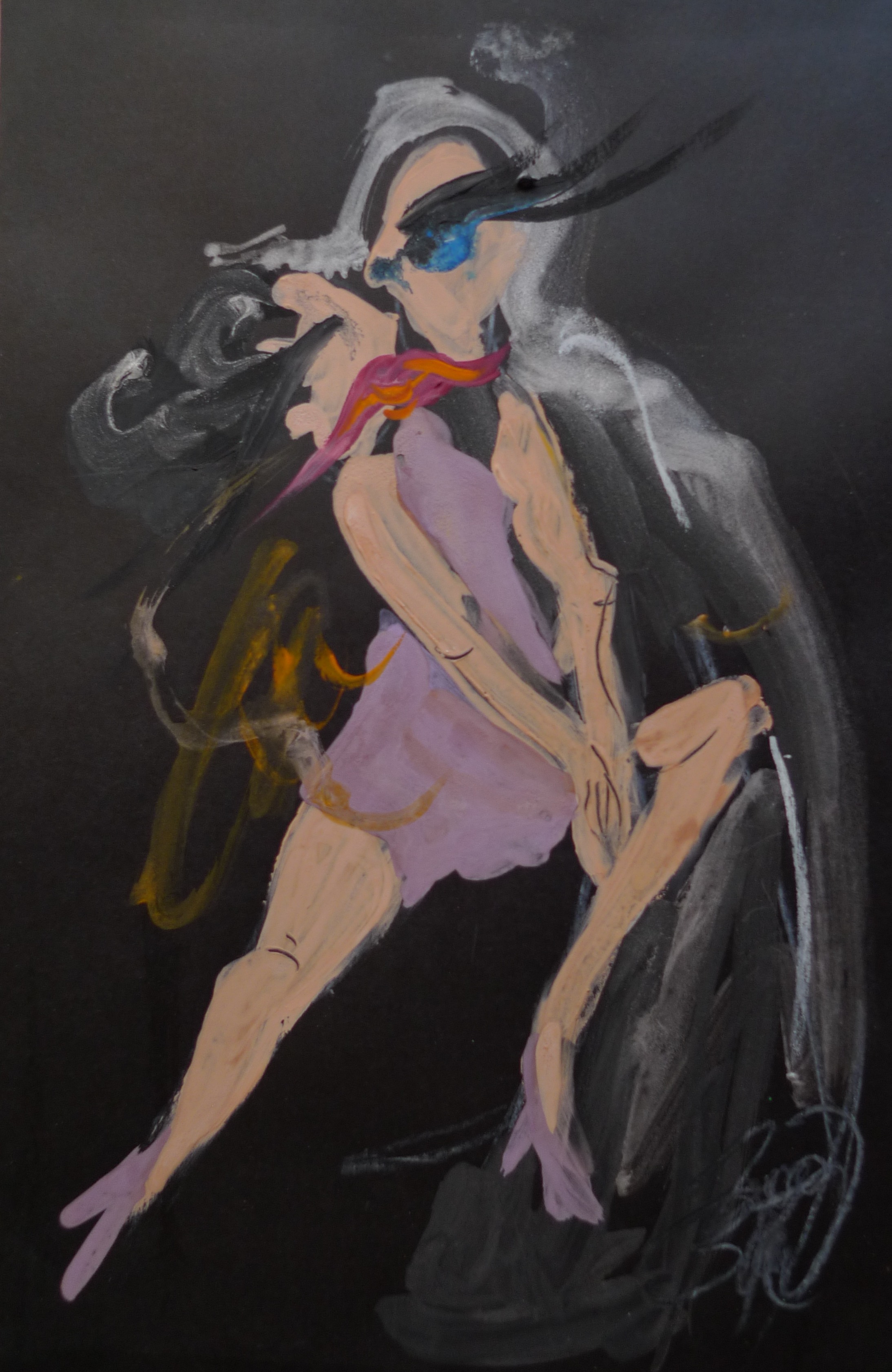 Tango, Barbora Paulovičová — Oil Pastel, Figurative, Paper — 22 × 31 cm