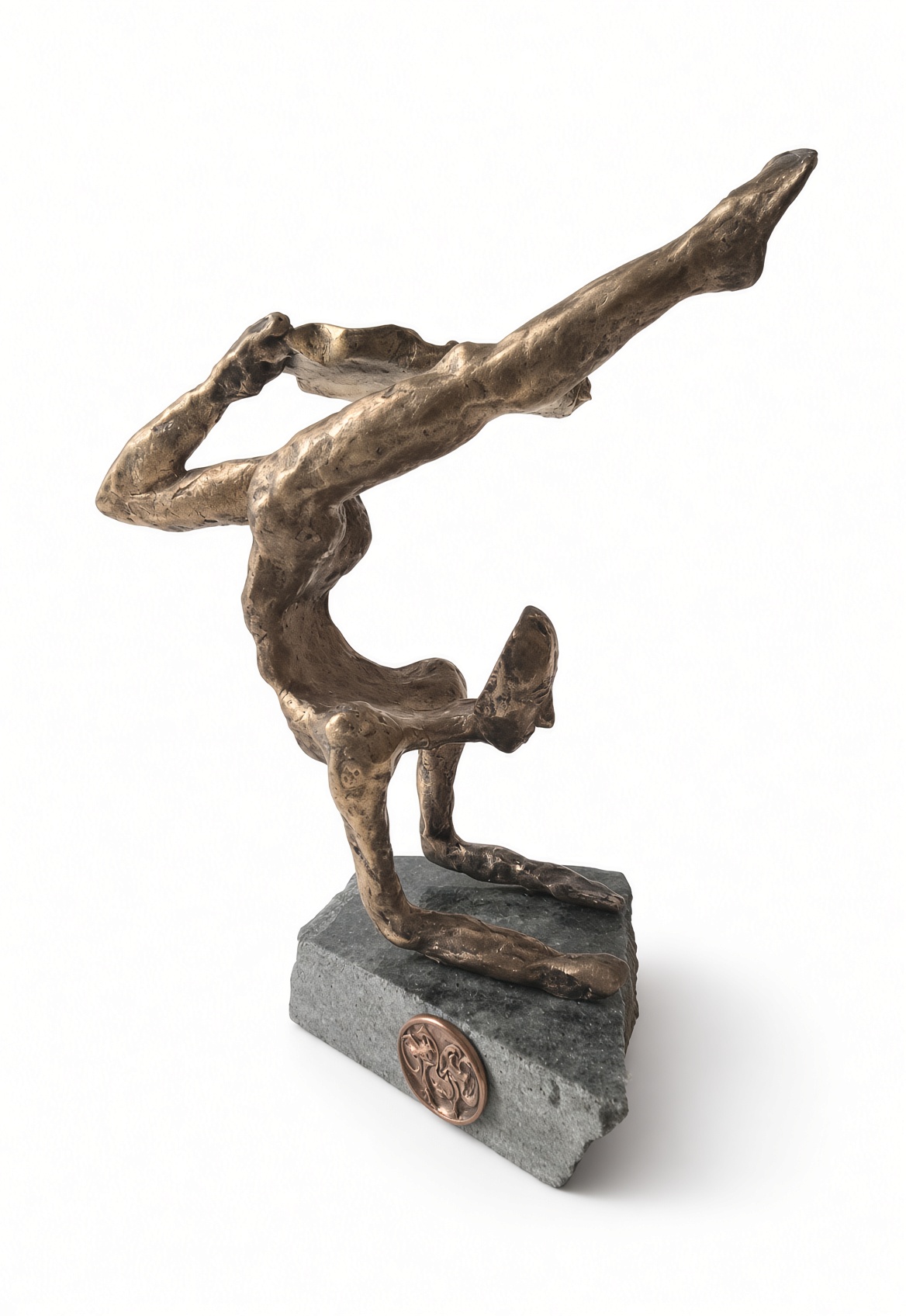V pozícii škorpióna s jednou nohou „Eka Pada Paripurna Vrischikasana“, Barbora Paulovičová — Symbolism, Bronze — 14 × 24 cm