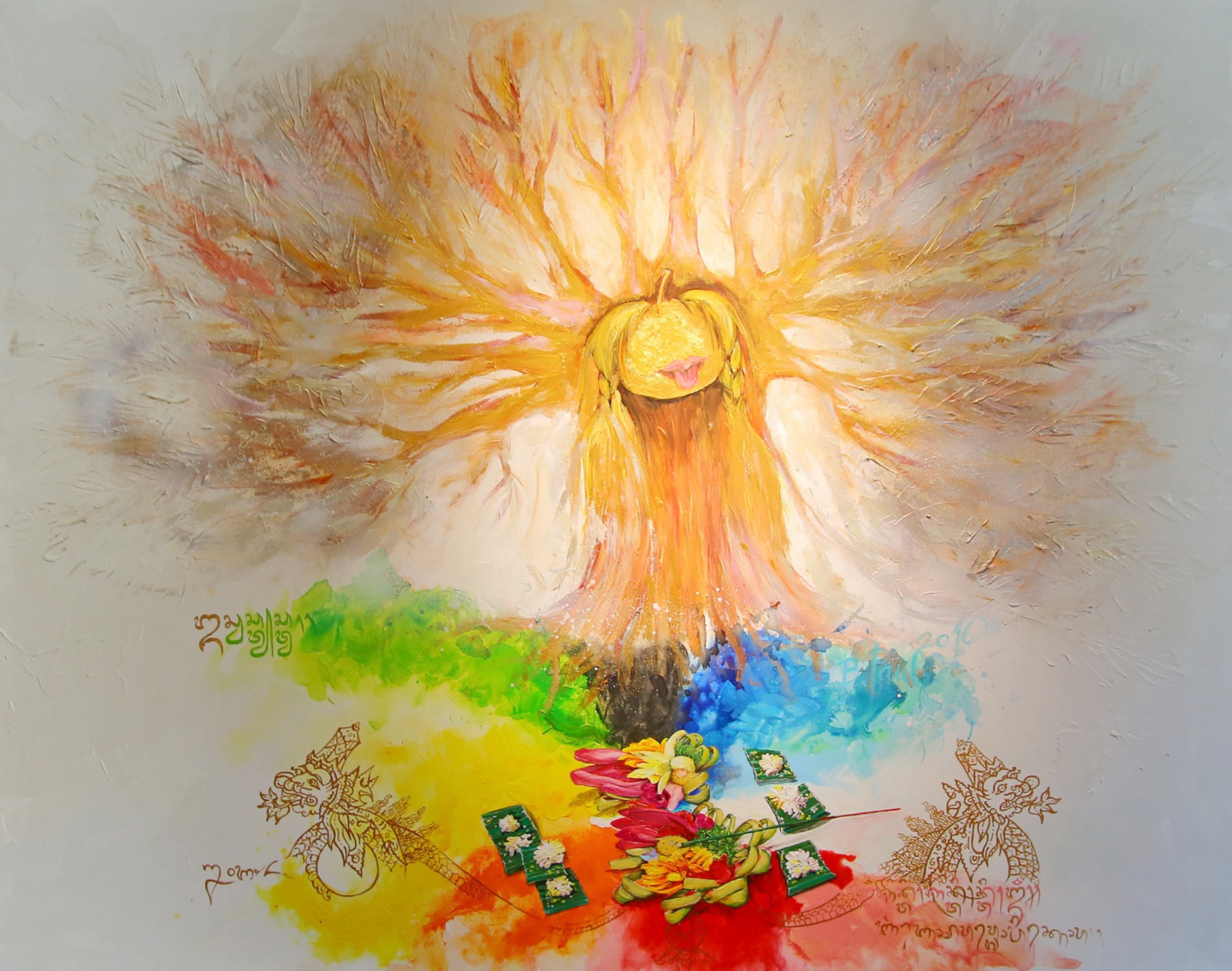Volanie, Barbora Paulovičová — Mixed Media, Symbolism, Canvas — 130 × 100 cm
