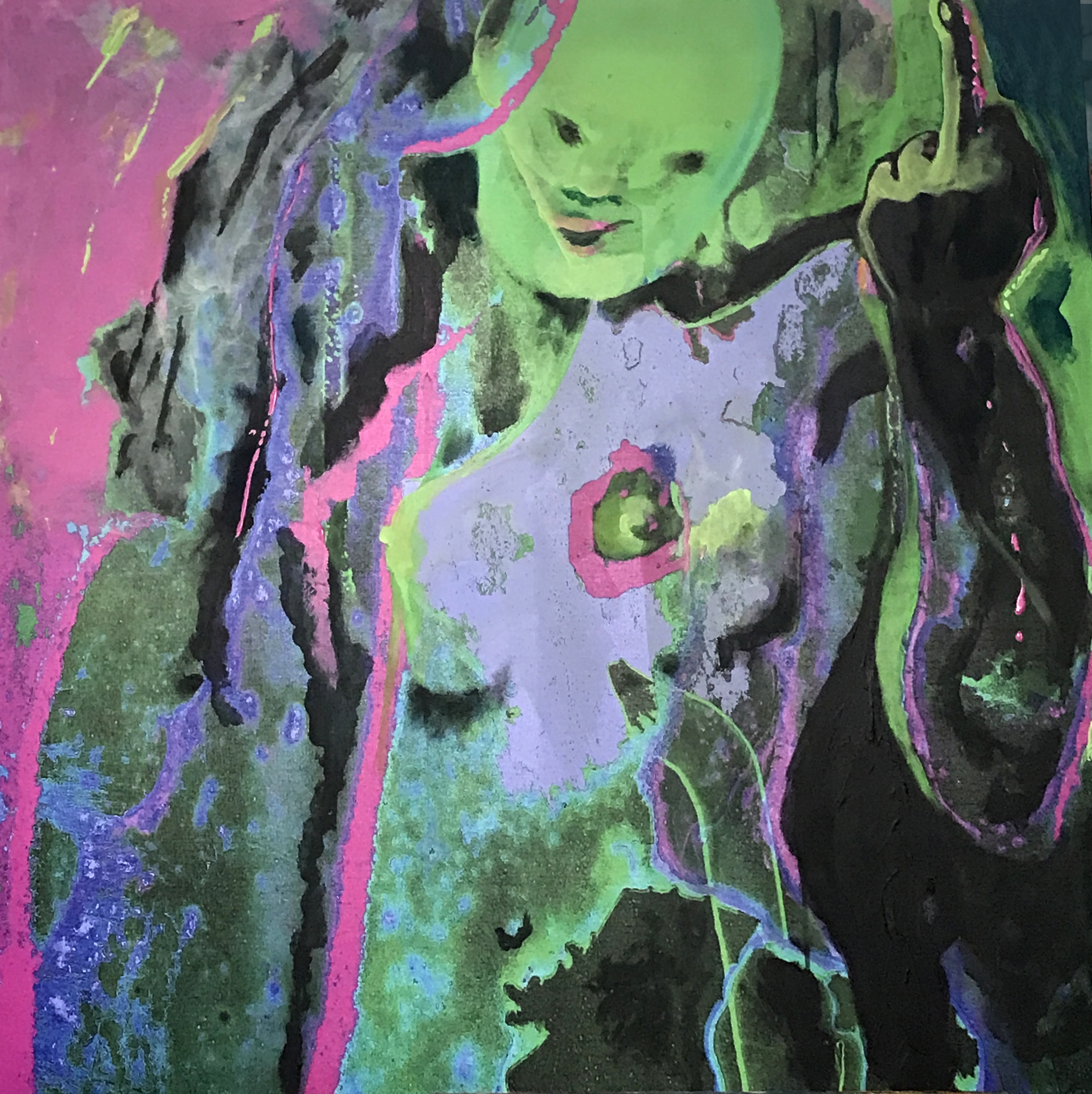 Gesto, Bedřich Čermák — Vegyes technika, Figuratív, Vászon — 100 × 100 cm