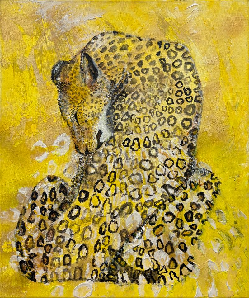 Síla ženy v leopardovi (The Power of the Woman in the Leopard), Cara — Canvas, 50 × 60 cm