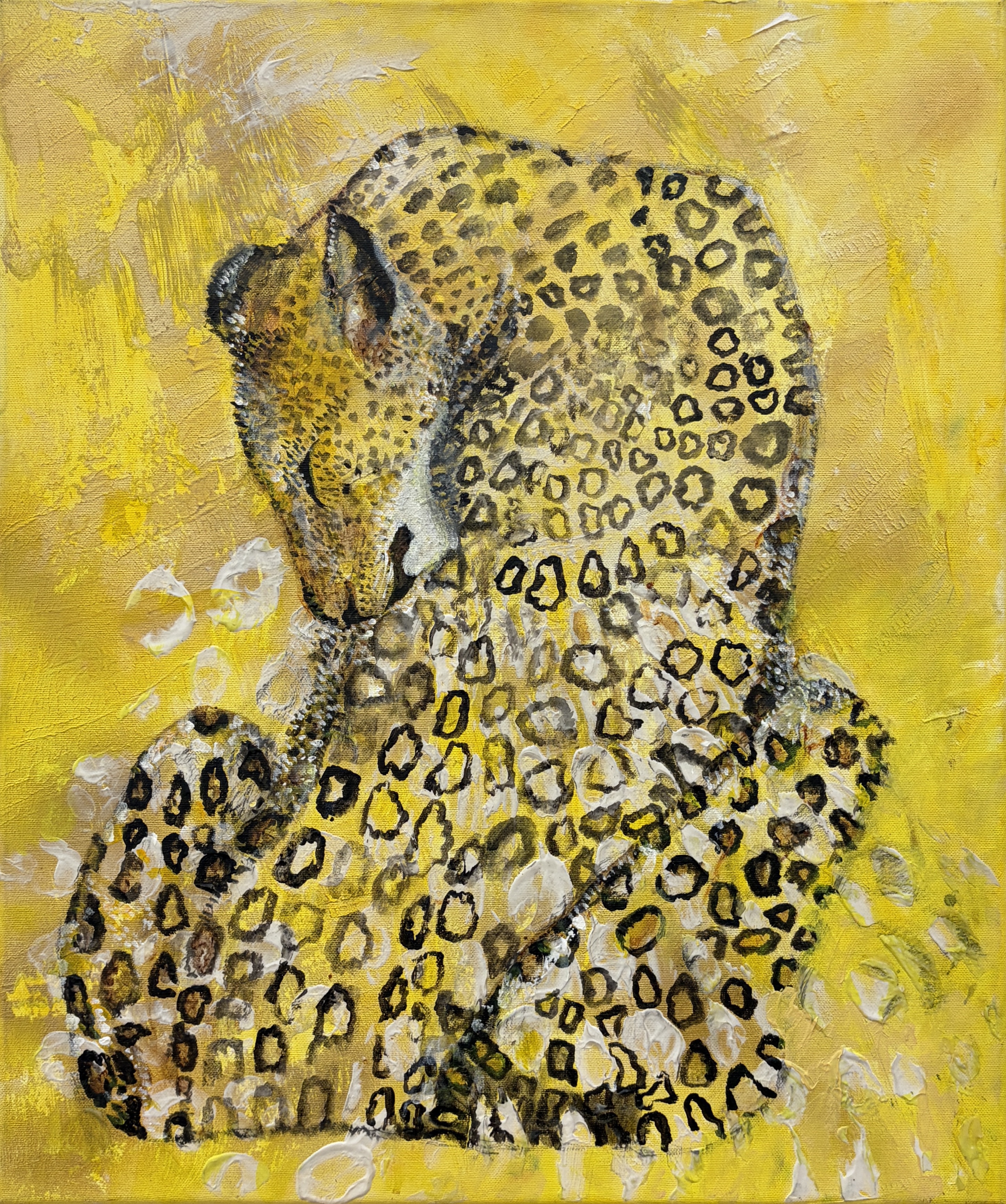 Síla ženy v leopardovi, Cara — Acrylic, Abstract, Canvas — 50 × 60 cm