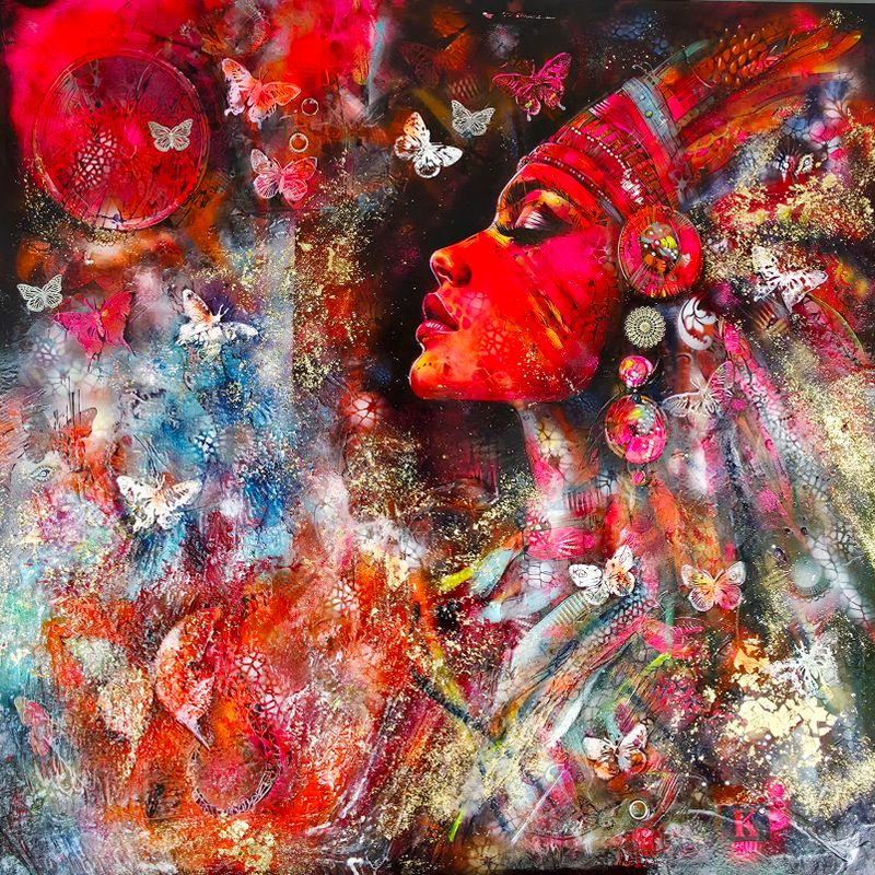 BUTTERFLY EMPRESS, Cyril Cichy — Plátno, 100 × 100 cm
