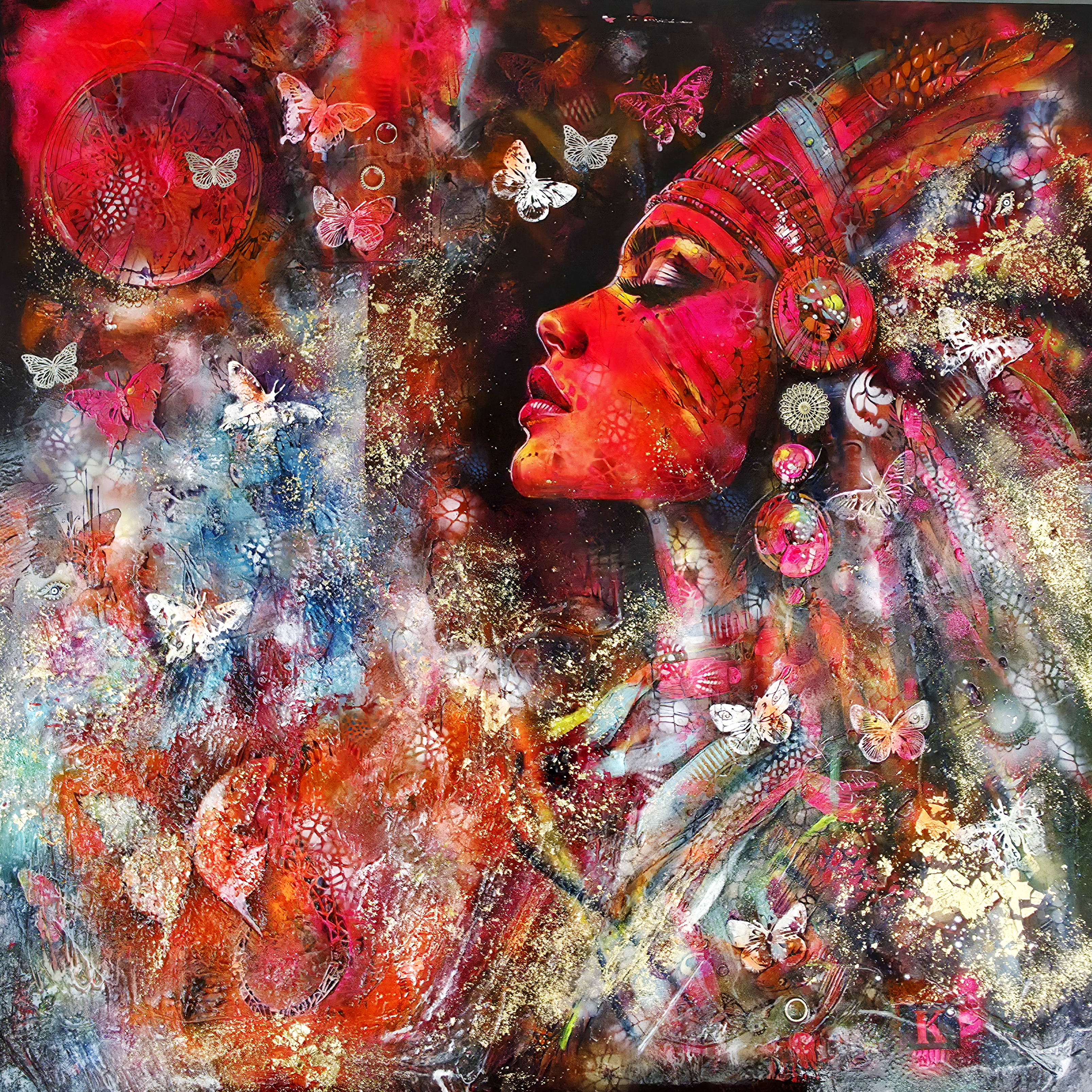 BUTTERFLY EMPRESS, Cyril Cichy — Akryl, Abstrakcja, Płótno — 100 × 100 cm