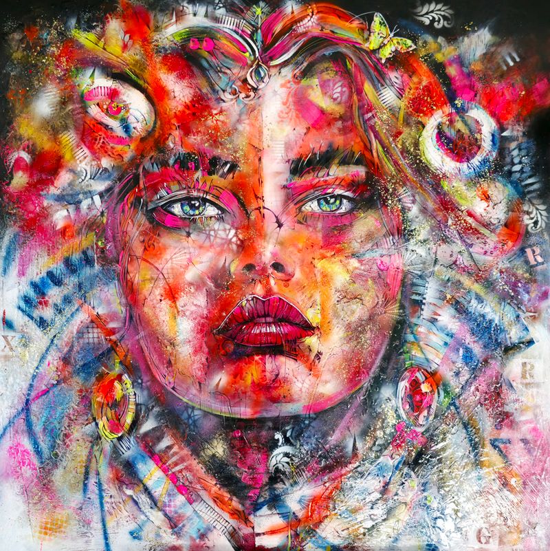 CRIMSON MIRAGE, Cyril Cichy — Plátno, 100 × 99.6 cm