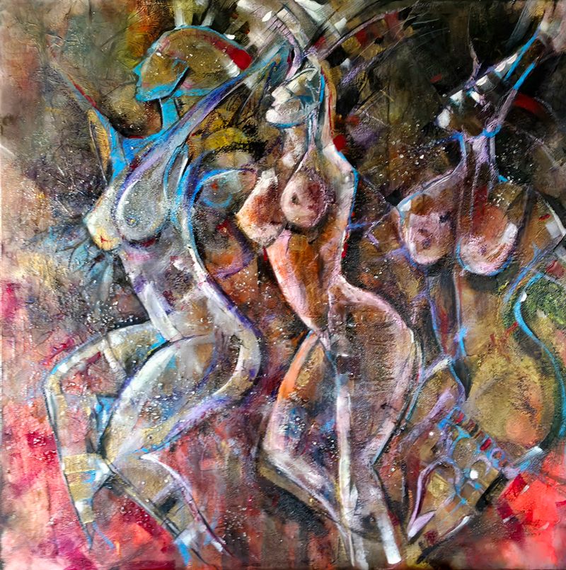 DIVINE COLLAPSE, Cyril Cichy — Plátno, 100 × 100 cm