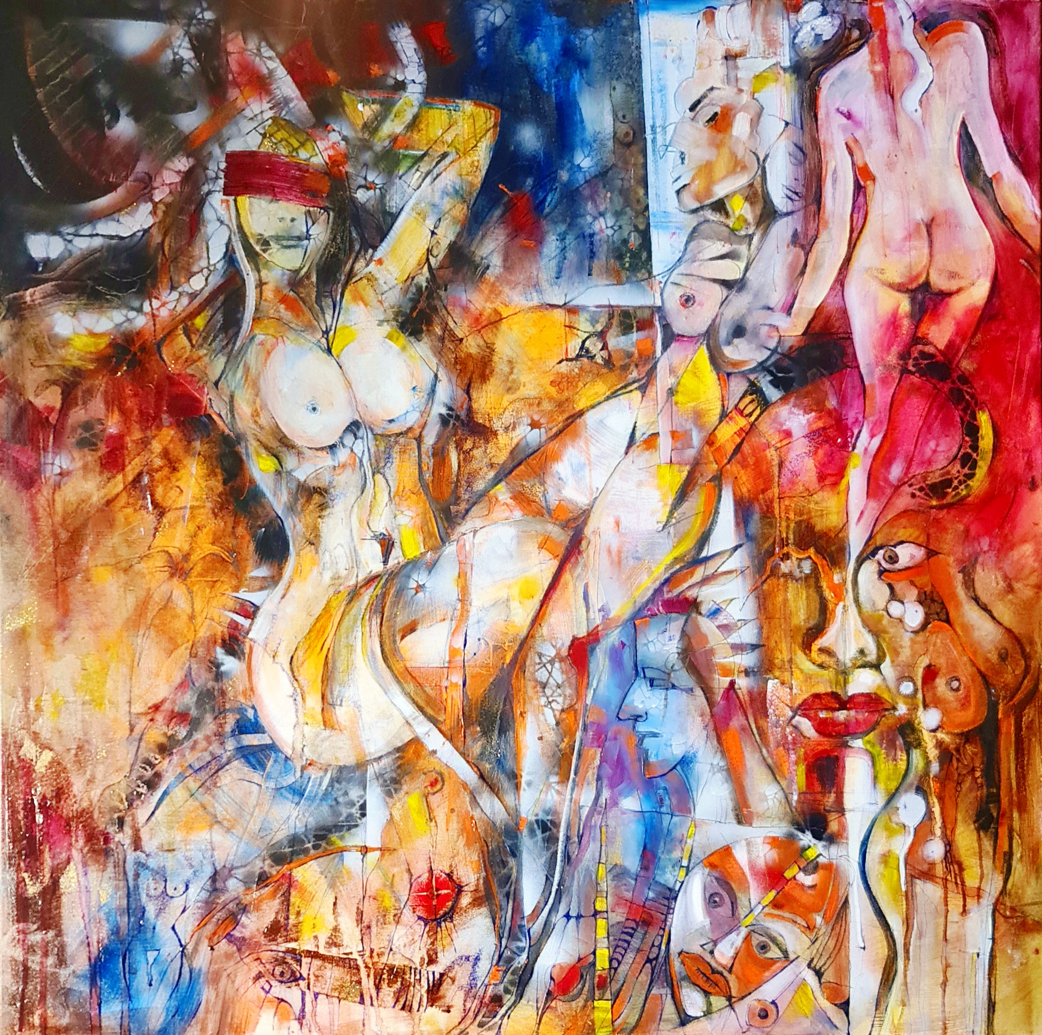 I DO NOT SEE YOU, Cyril Cichy — Oil Painting, Expressionism, Canvas — 100 × 100 cm