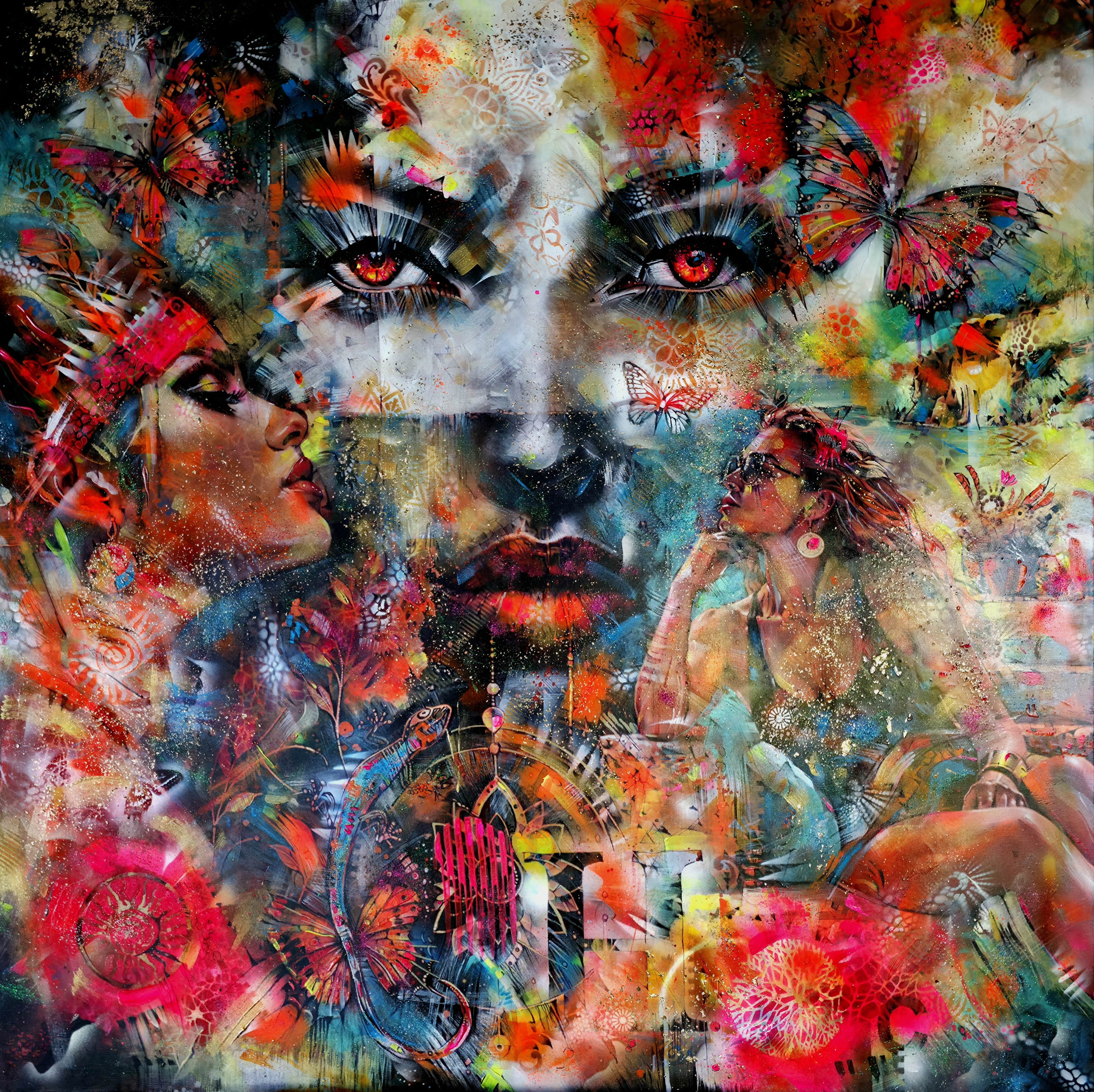 MOIRAI, Cyril Cichy — Acrylic, Expressionism, Canvas — 100 × 100 cm