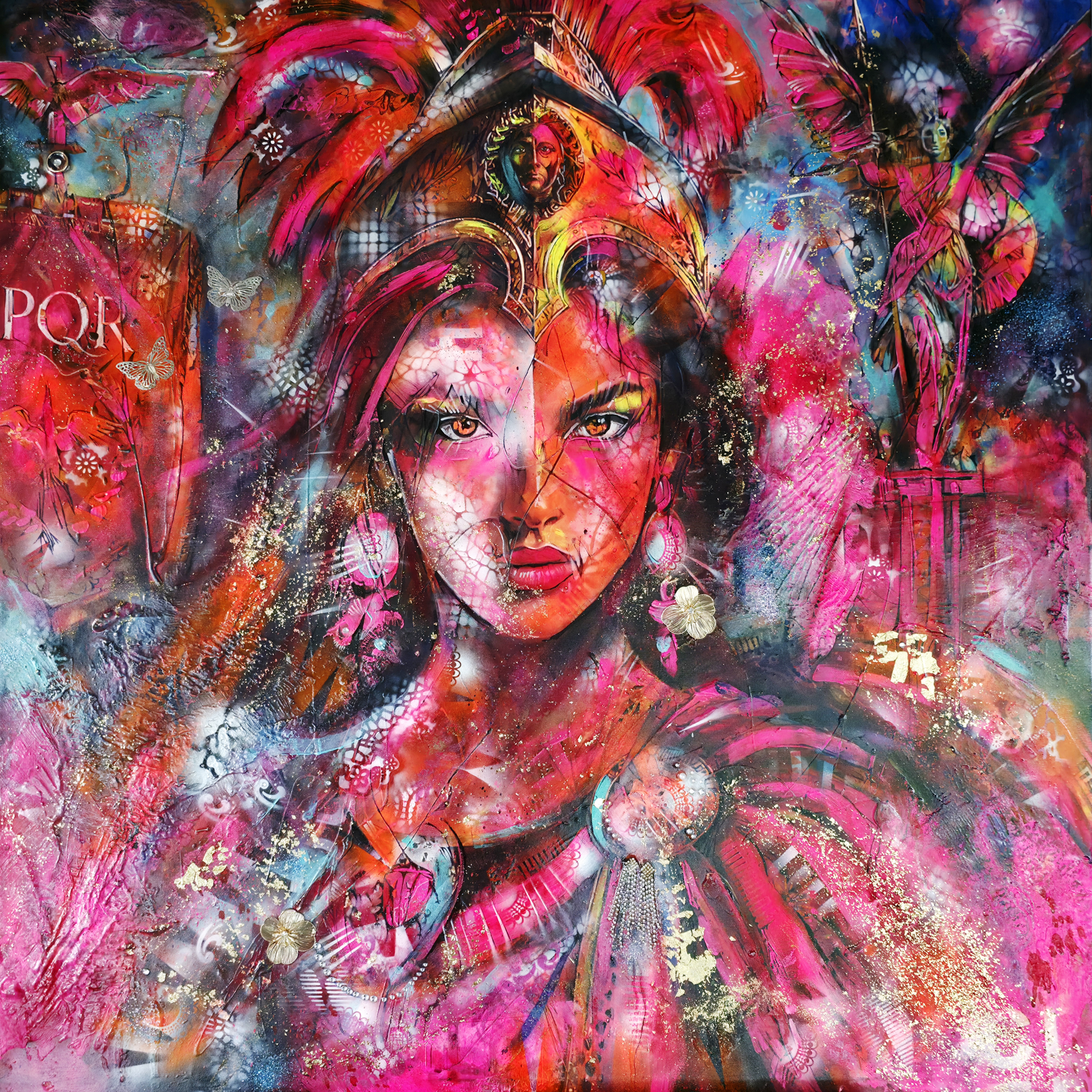 PHOENIX WHISPER, Cyril Cichy — Acrylic, Expressionism, Canvas — 100 × 100 cm