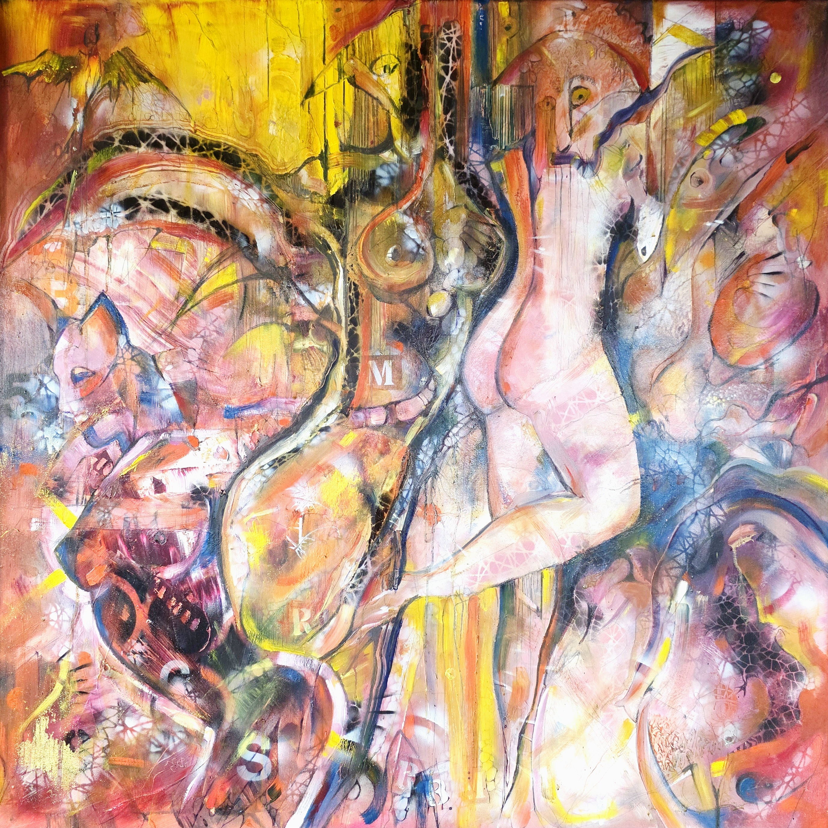 SACRED FLESH BROKEN GOD, Cyril Cichy — Oil Painting, Figurative, Canvas — 100 × 100 cm