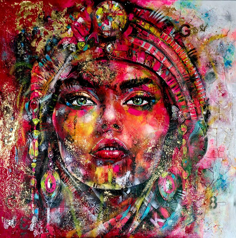 THE LAST SHAMANESS (AZ UTOLSÓ NŐI SÁMAN), Cyril Cichy — Vászon, 100 × 100 cm