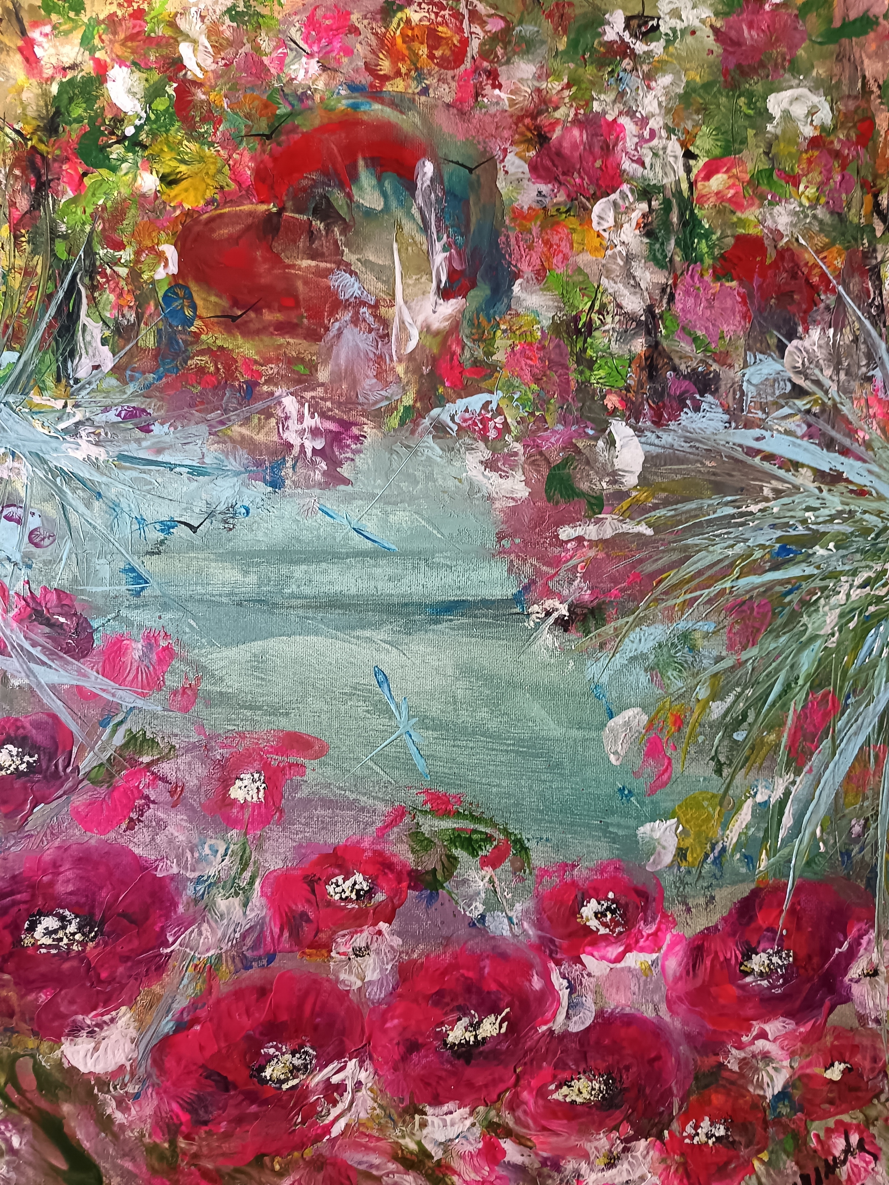 Dušičky mezi námi, Dana Vyjídáková — Encaustic, Abstract, Canvas — 50 × 70 cm