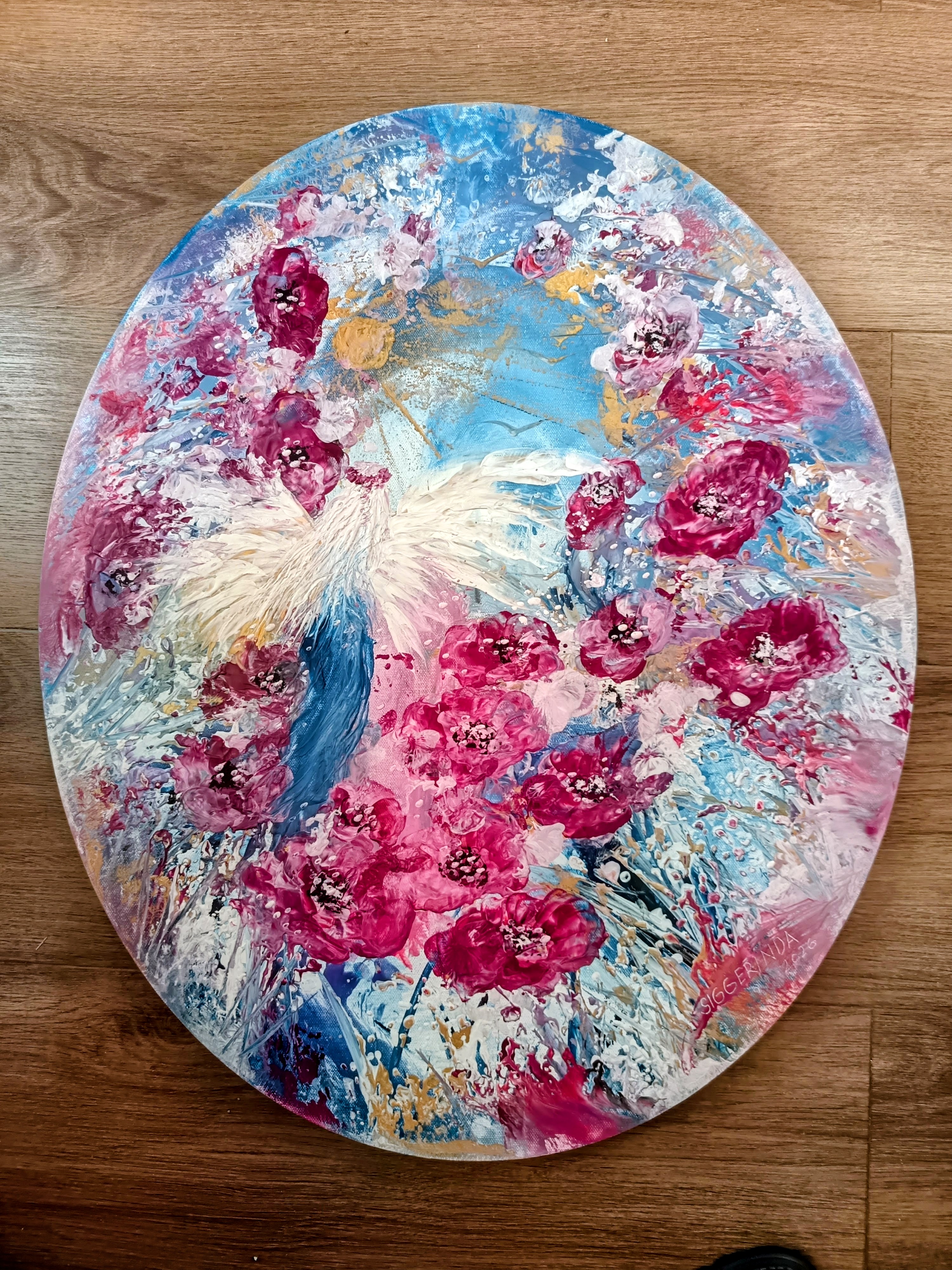 Jdi za Sluncem, Dana Vyjídáková — Encaustic, Expressionism, Canvas — 50 × 60 cm