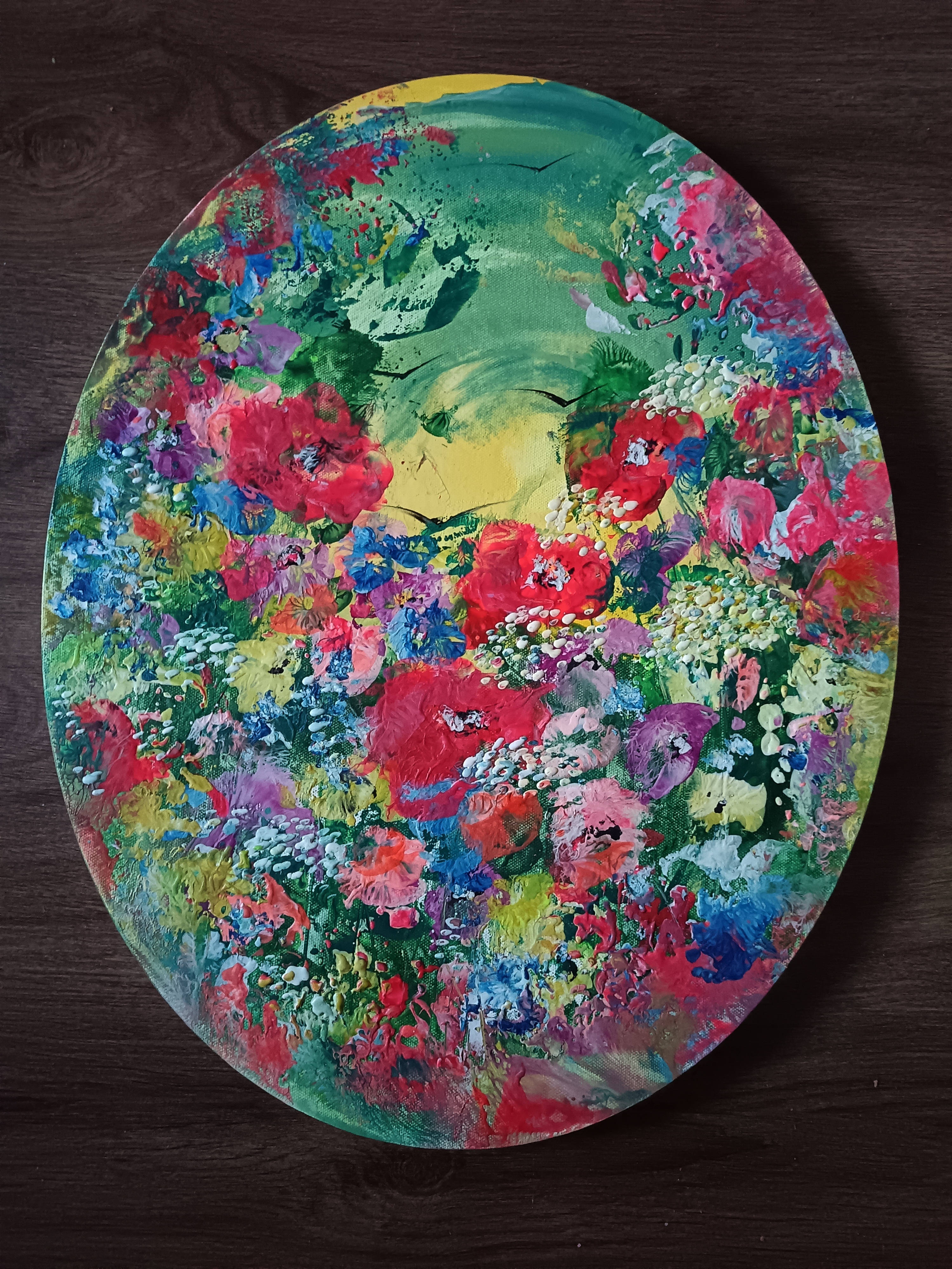Na louce, Dana Vyjídáková — Encaustic, Expressionism, Canvas — 40 × 50 cm