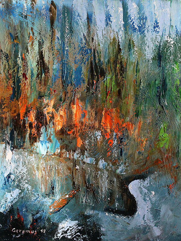 Šiška v kaluži, Daniel Geremus — Olajfestmény, Impresszionizmus, Fa — 30 × 40 cm
