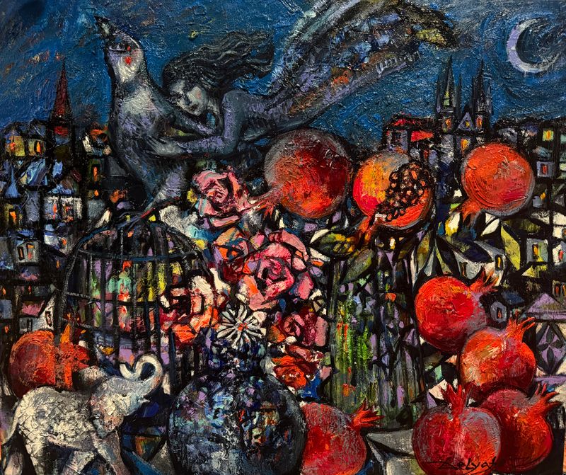 Noční zahrada paměti (O Jardim Noturno da Memória), delyafruz — Canvas, 60 × 50 cm
