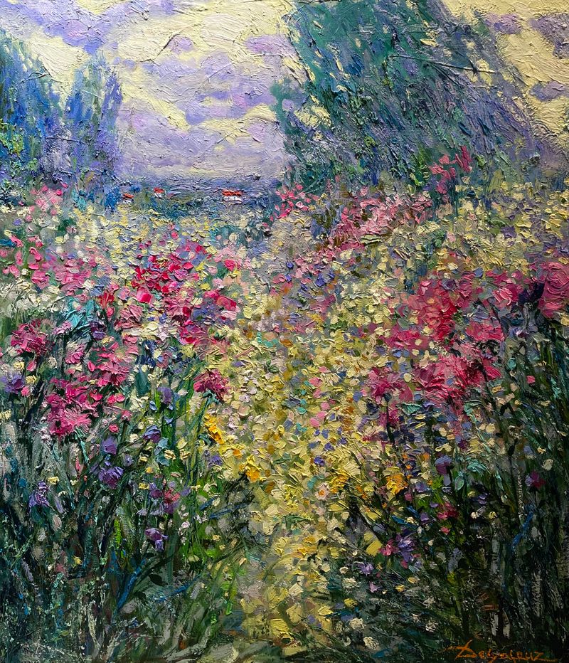 Stezka rozkvetlým létem (Trilho pelo verão em flor), delyafruz — Canvas, 70 × 80 cm