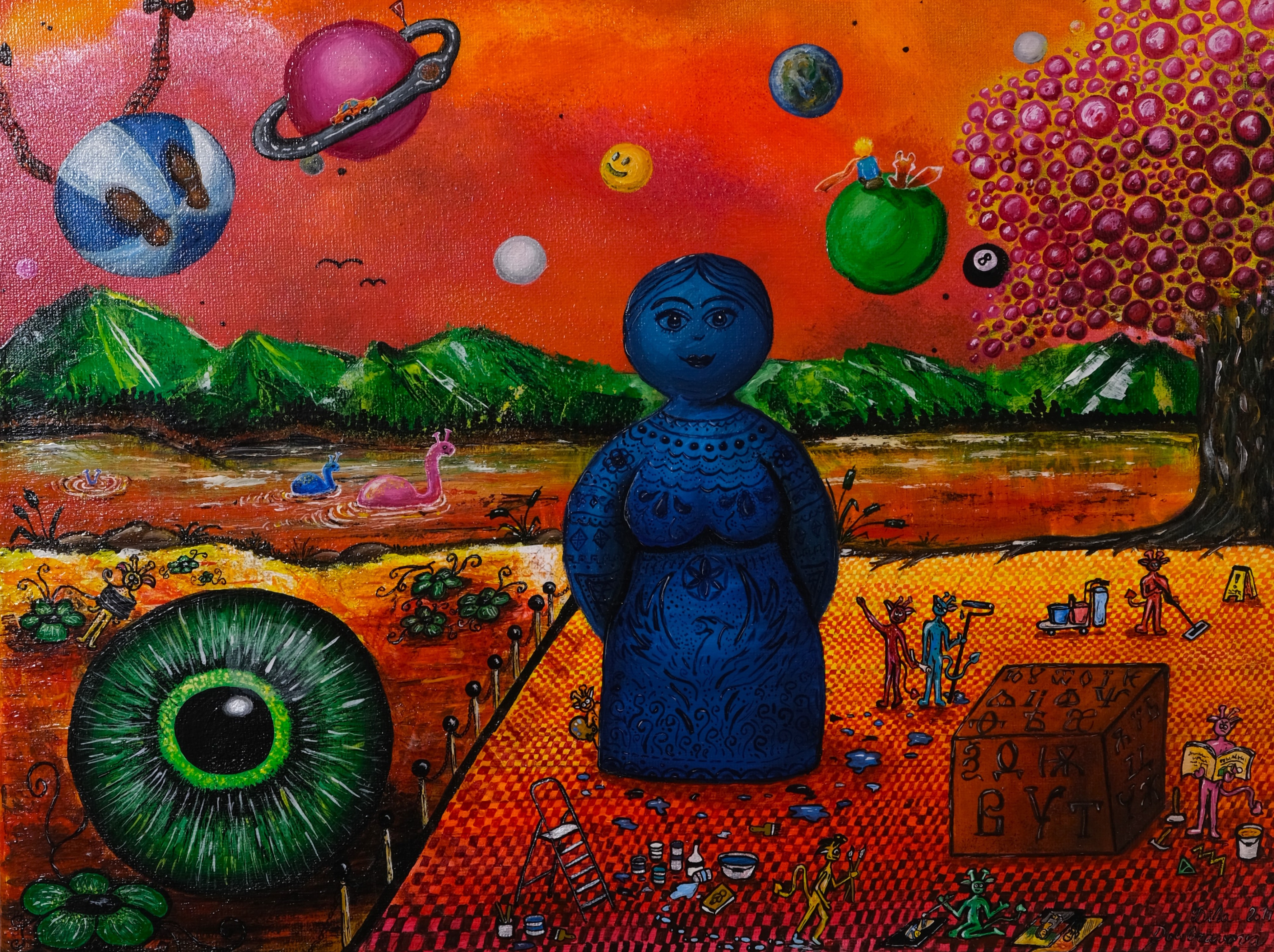 Jiná planeta, Dita Doubravová — Acrylic, Abstract, Canvas — 40 × 30 cm