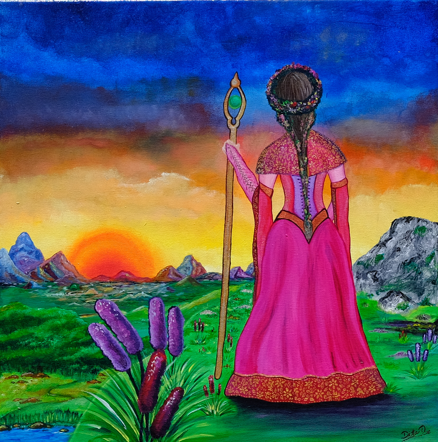 Lélija, Dita Doubravová — Acrylic, Impressionism, Canvas — 50 × 50 cm