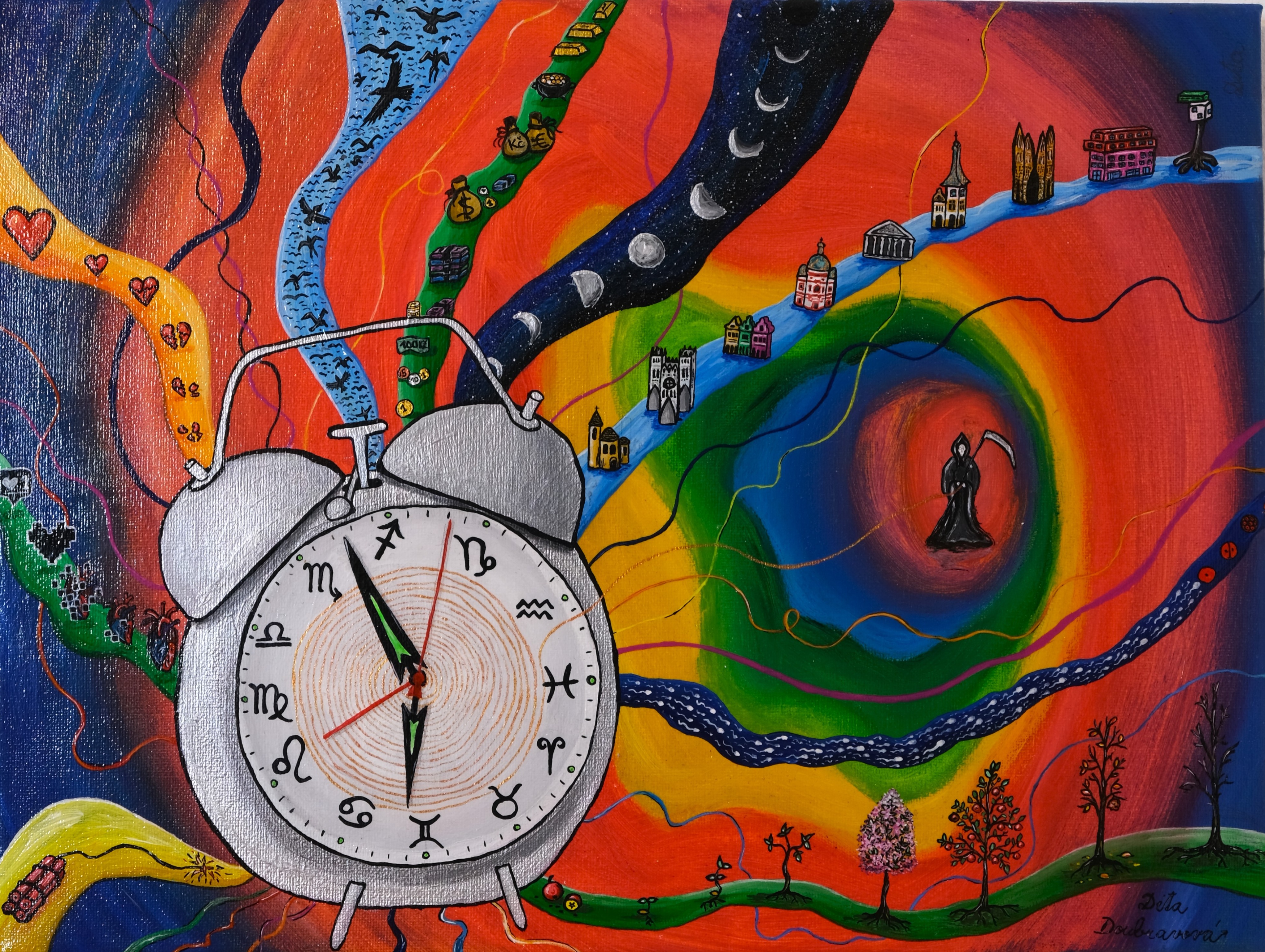 Zóna času, Dita Doubravová — Acrylic, Abstract, Canvas — 40 × 30 cm