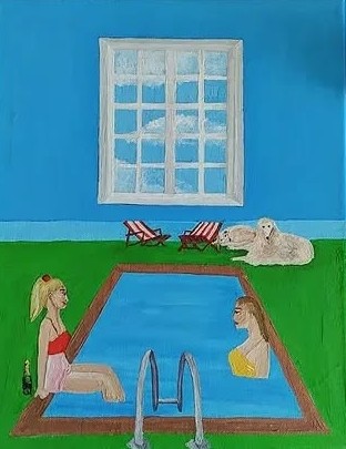Zpátky do reality, Dominik Hladký — Acrylic, Naive Art, Canvas — 20 × 30 cm