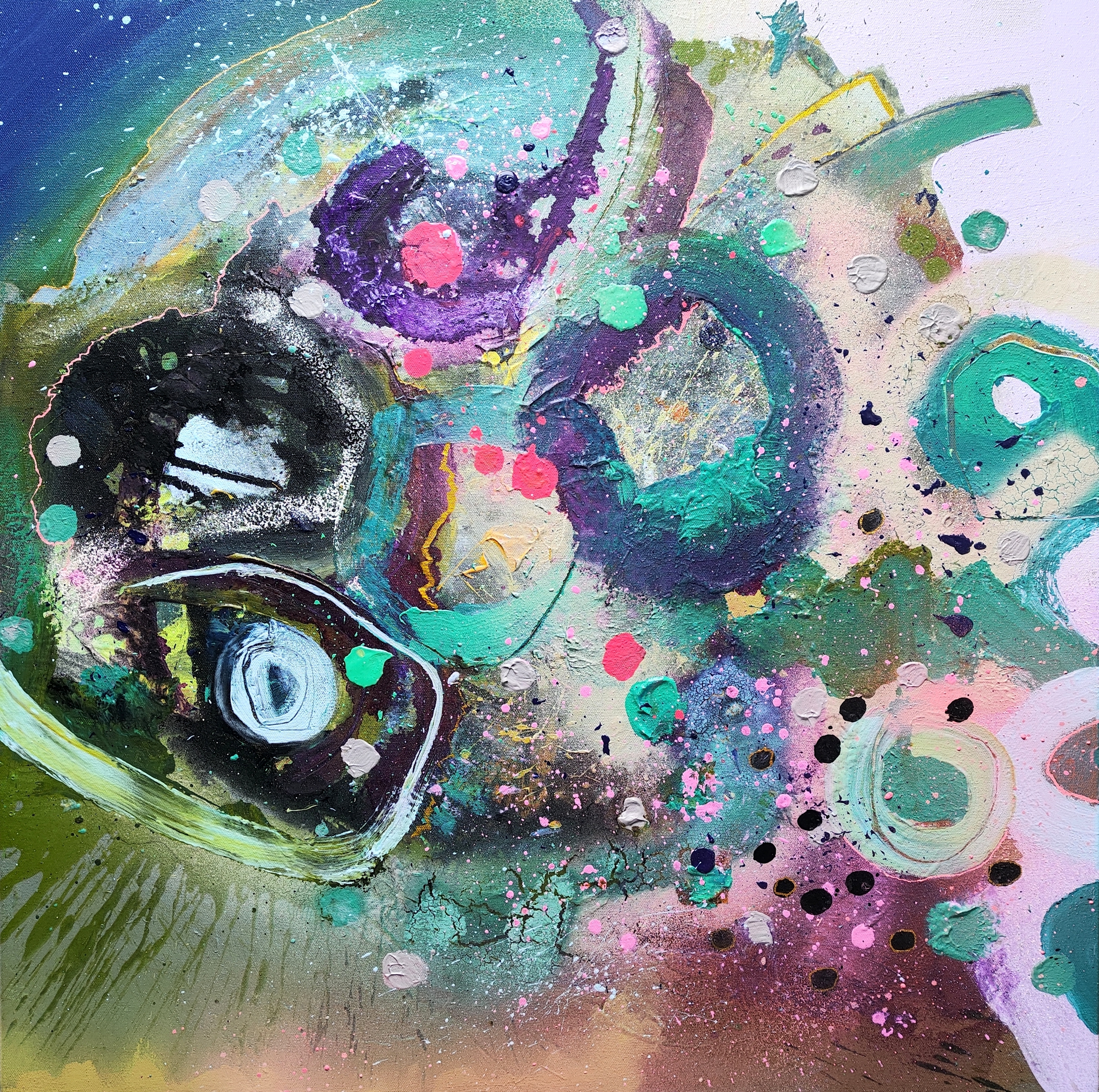 Distant universe, Dominika Brynzej — Akryl, Abstrakcja, Płótno — 70 × 70 cm