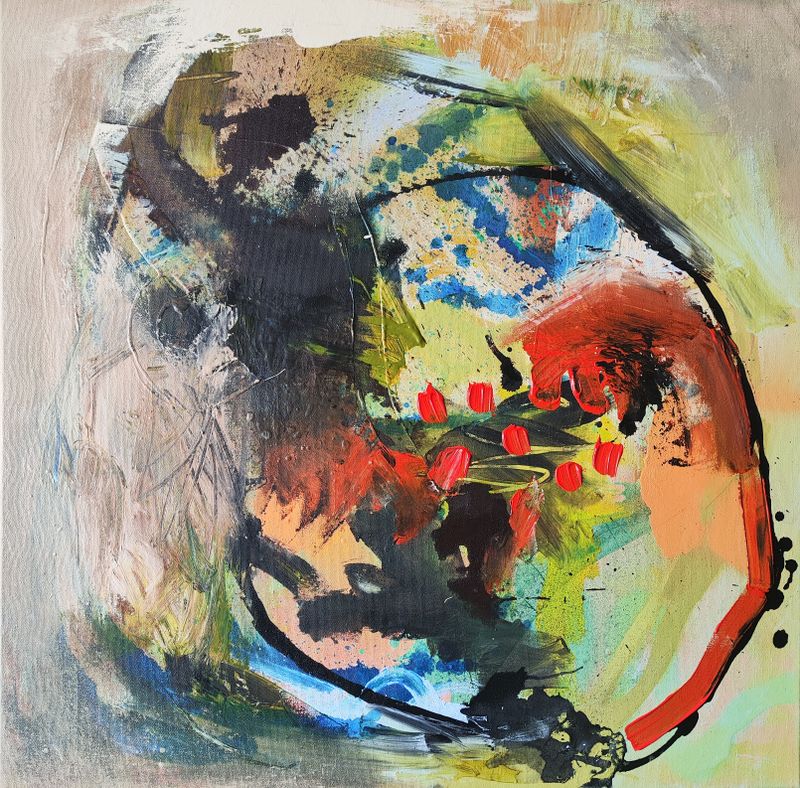 Rolling stone, Dominika Brynzej — Plátno, 70 × 70 cm