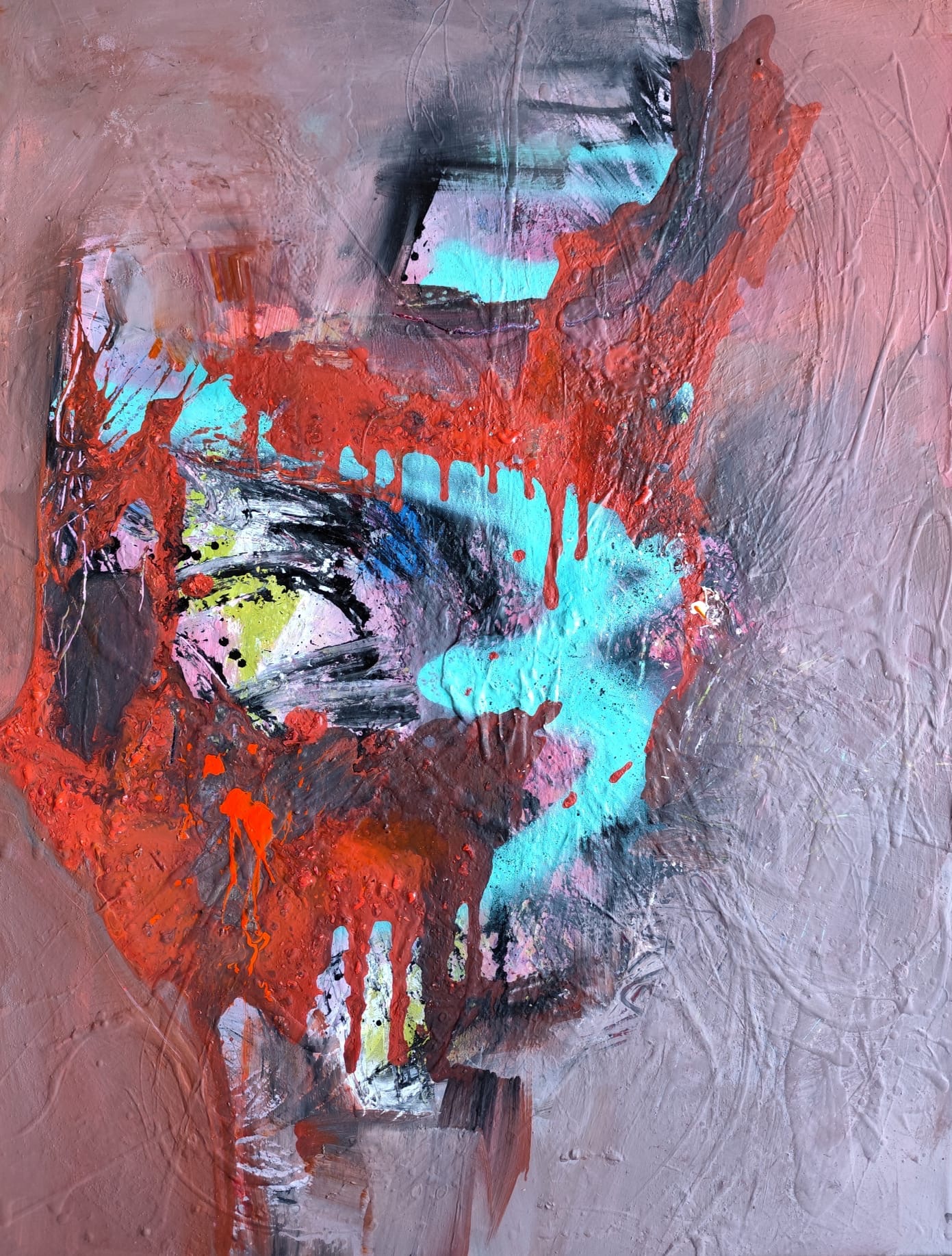 Turquoise dance, Dominika Brynzej — Acrylic, Abstract, Canvas — 55 × 75 cm