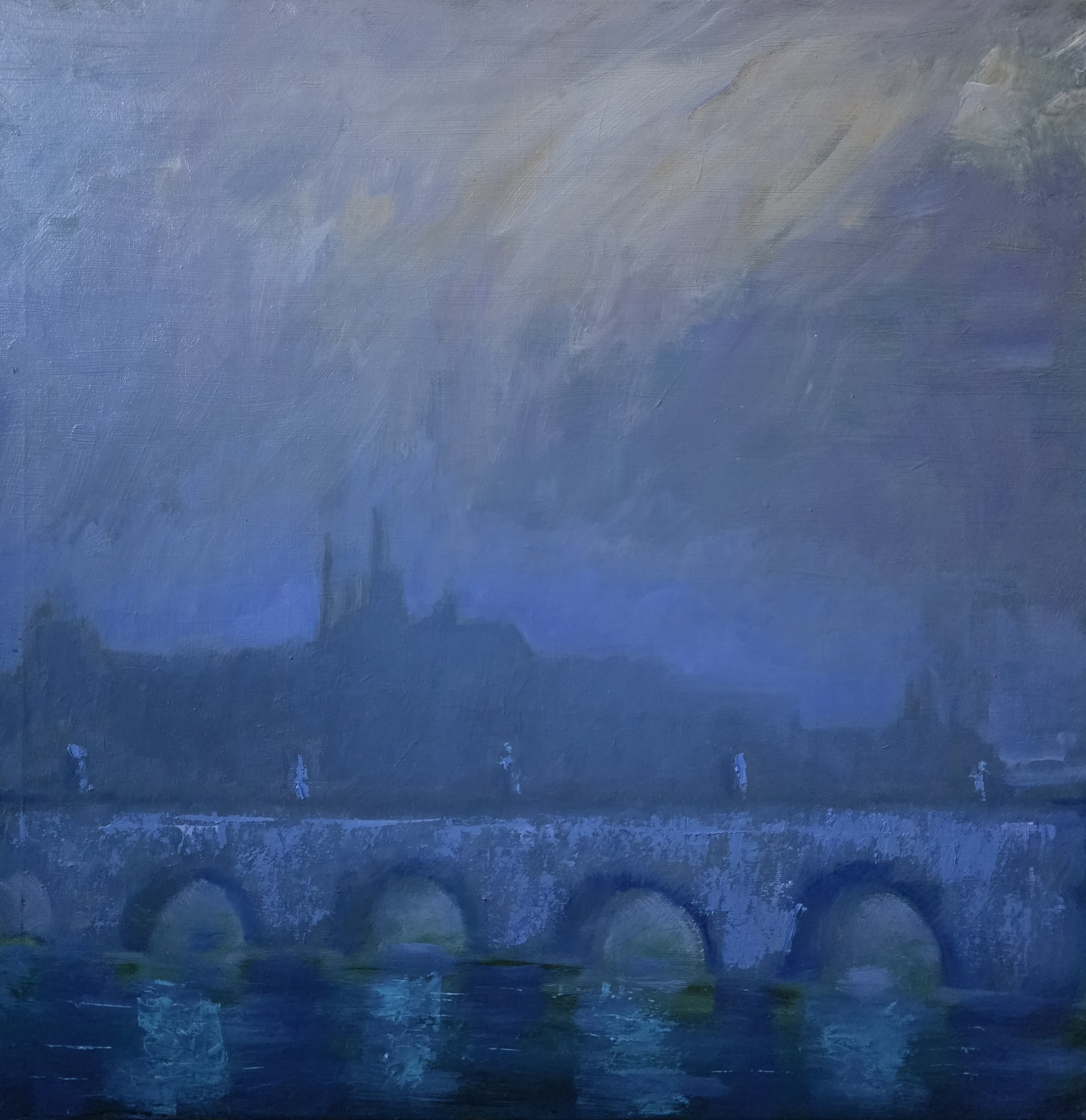 MODRÉ TICHO, Džemal Gugunava — Oil Painting, Impressionism, Canvas — 50 × 49.8 cm