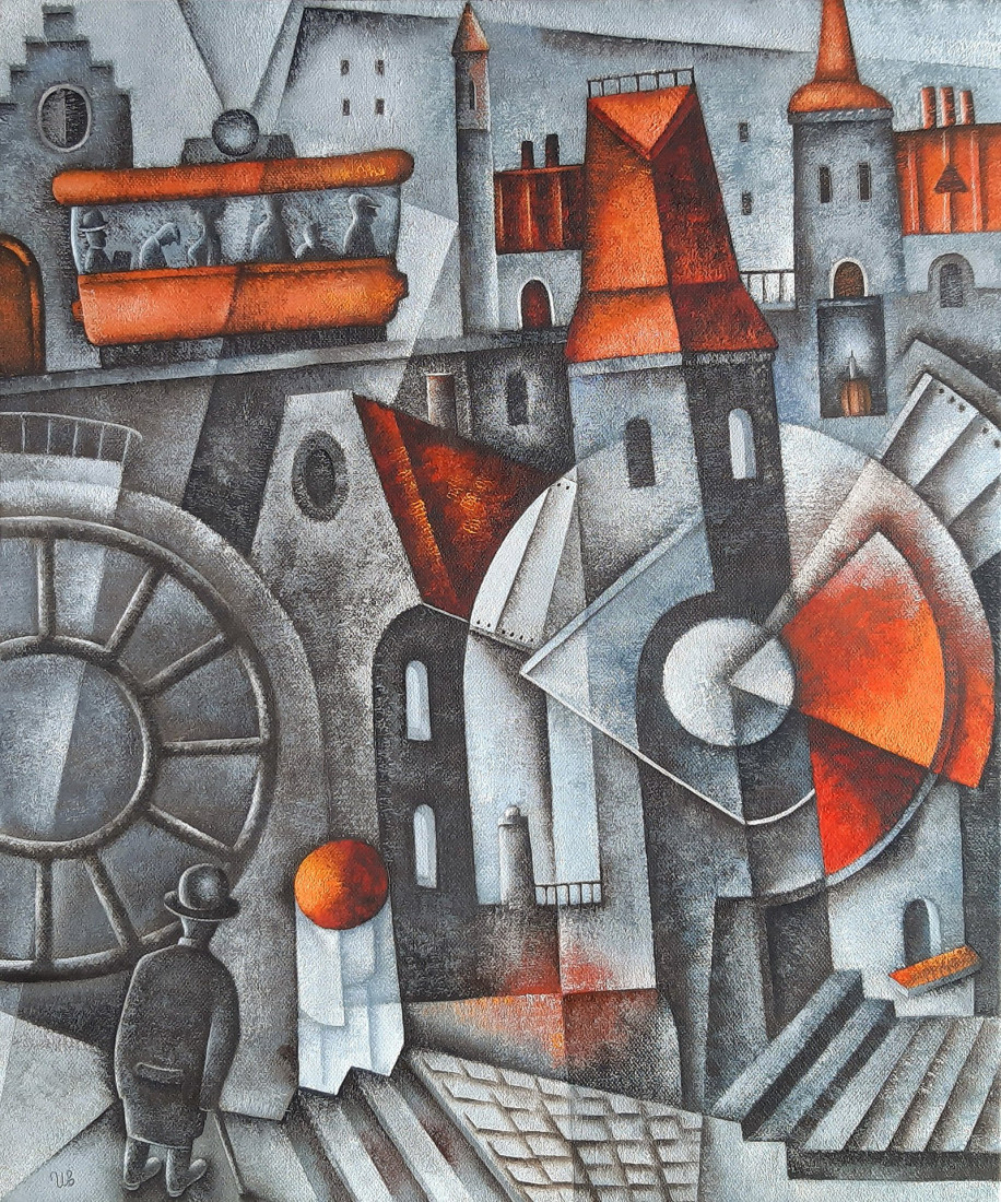 Kruh za kruhem, Eugene Ivanov — Oil Painting, Cubism, Canvas — 50 × 60 cm