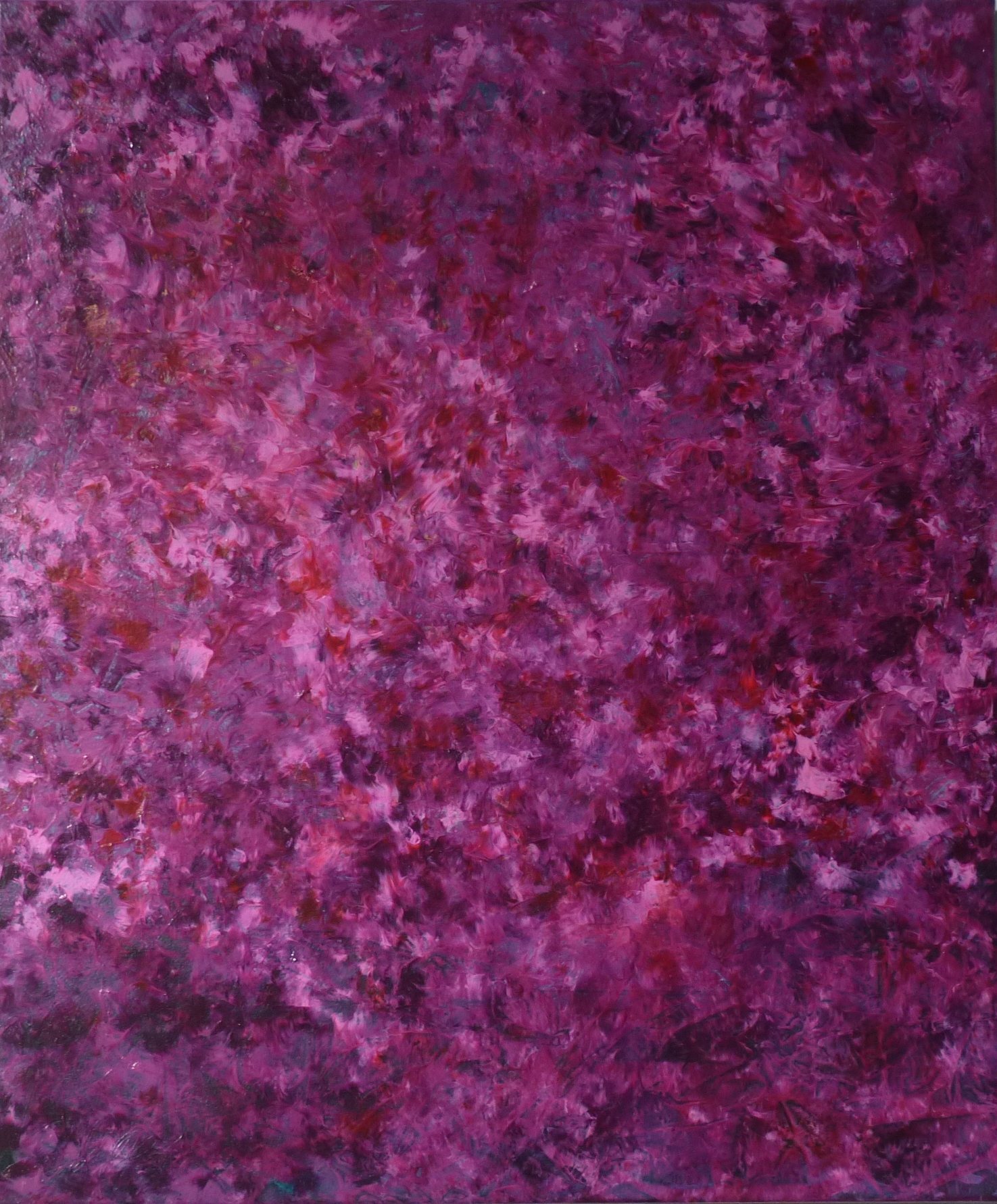 Sklo - rubín, Eva Kočí — Oil Painting, Abstract, Canvas — 80 × 95 cm