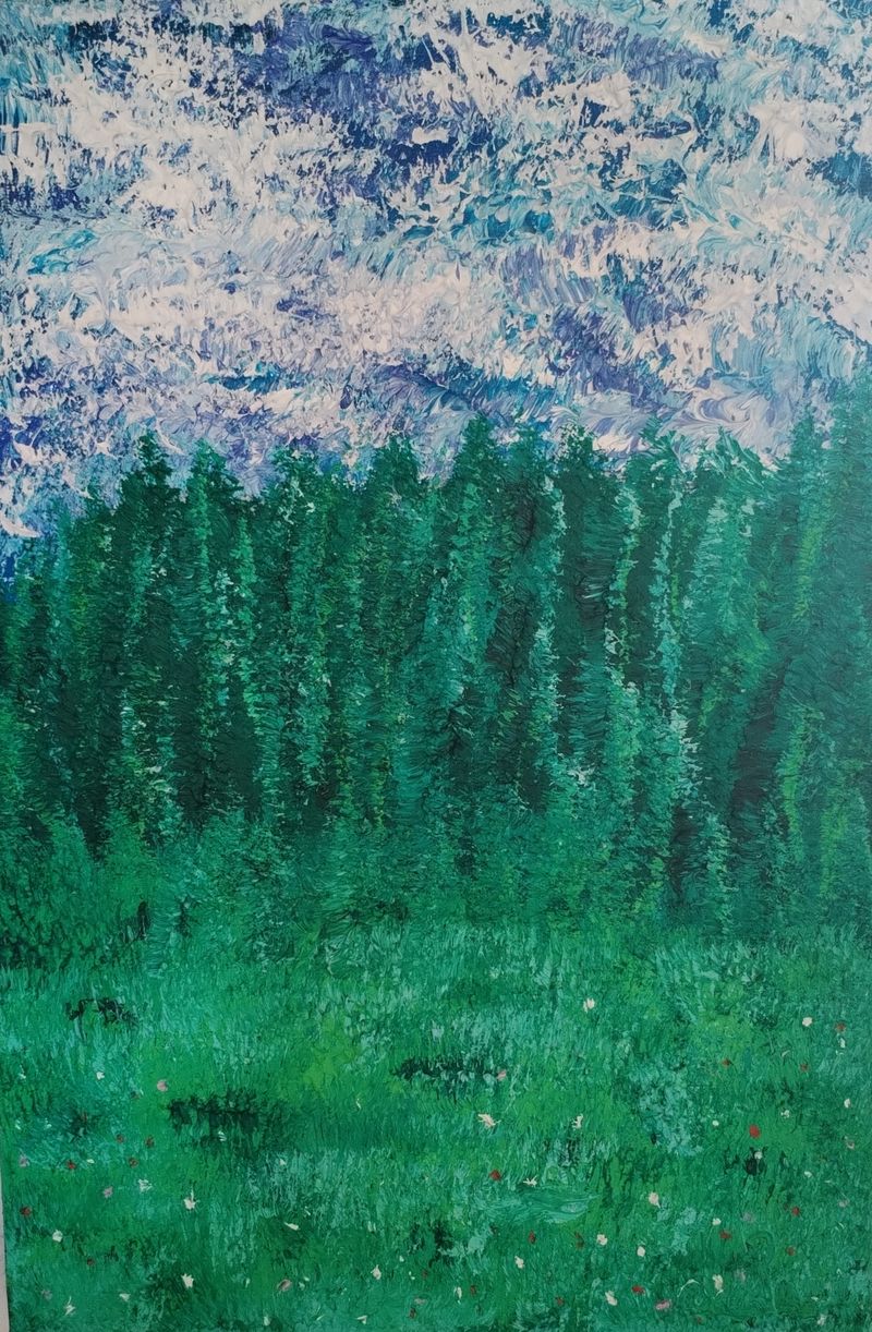 Podvečerní les (Kora esti erdő), Hana Baláková — Vászon, 20 × 30 cm