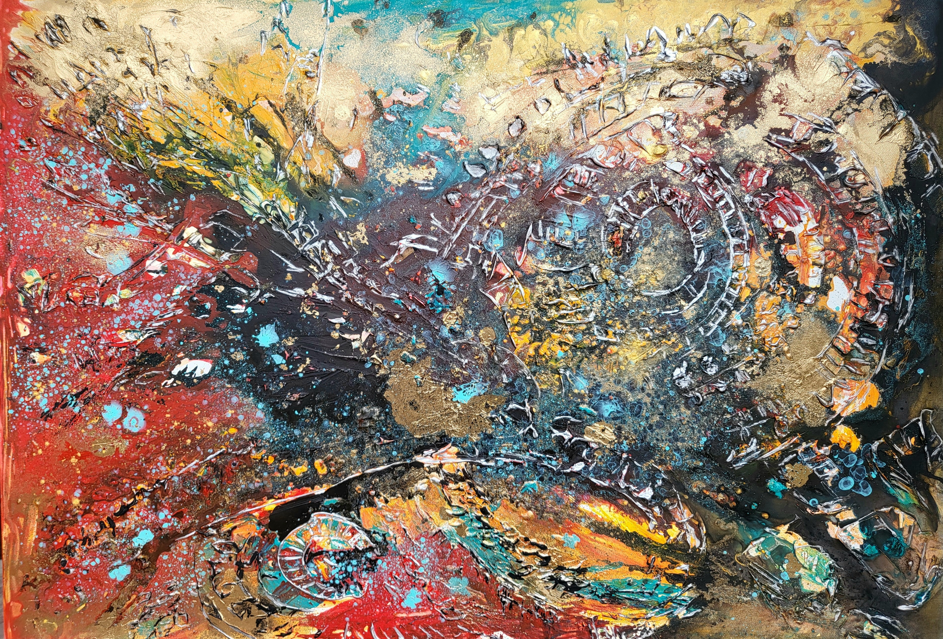 Dotek nekonečna, Ivana Brázdová — Kombinovaná technika, Abstrakce, Plátno — 100 × 70 cm