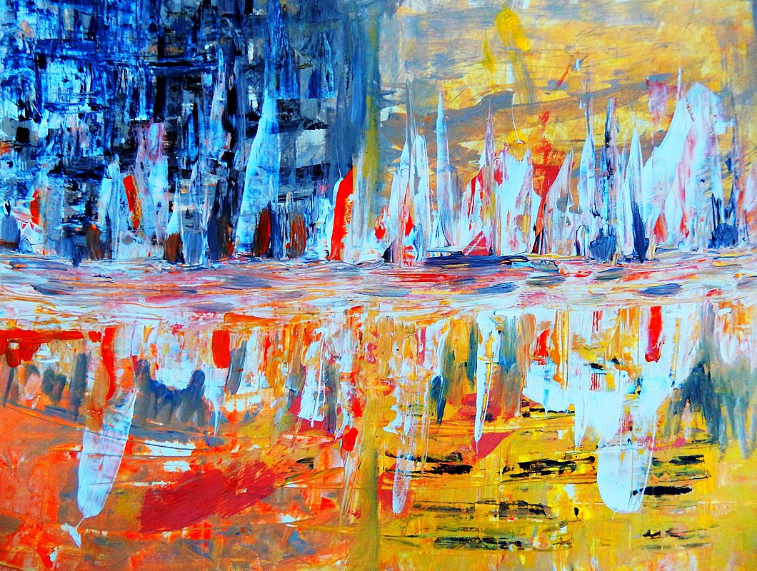 Letní zrcadlení, Ivana Pelouchová — Acrylic, Impressionism, Canvas — 60 × 43 cm