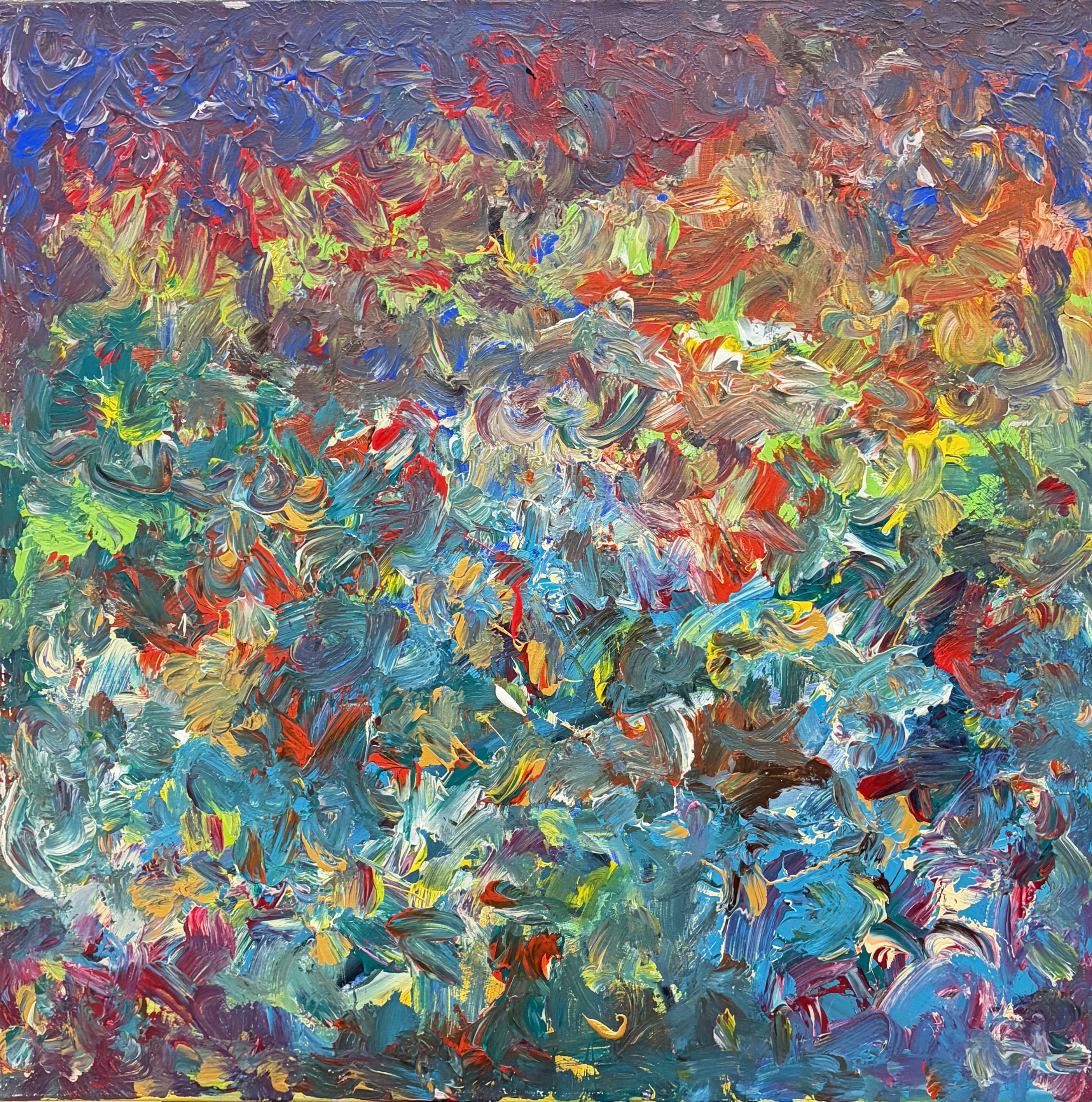 Abstraktní svět 238, Jan Kameníček — Acrylic, Expressionism, Canvas — 90 × 90 cm