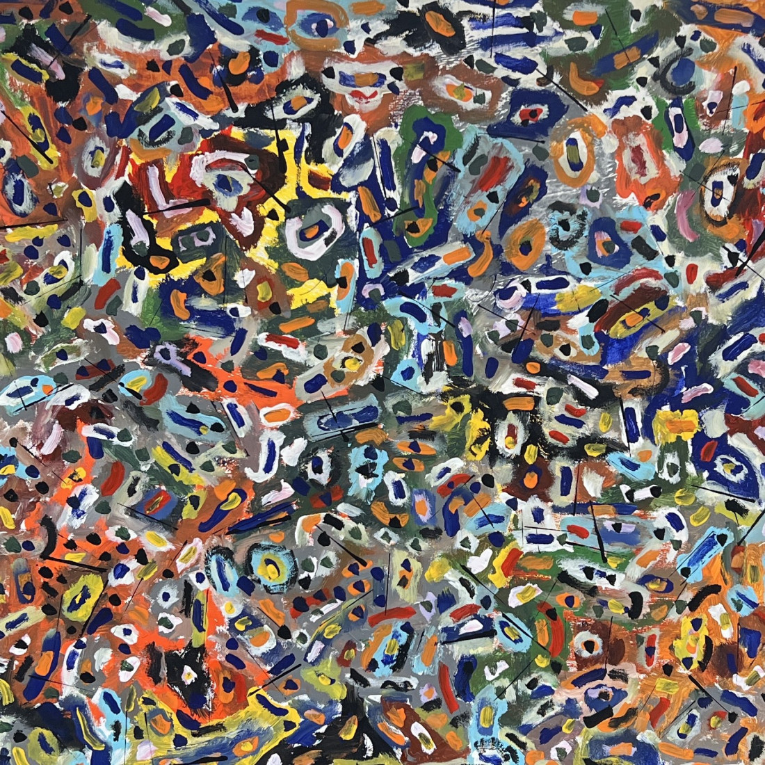 Améby 2, Jan Kameníček — Acrylic, Abstract, Canvas — 100 × 100 cm
