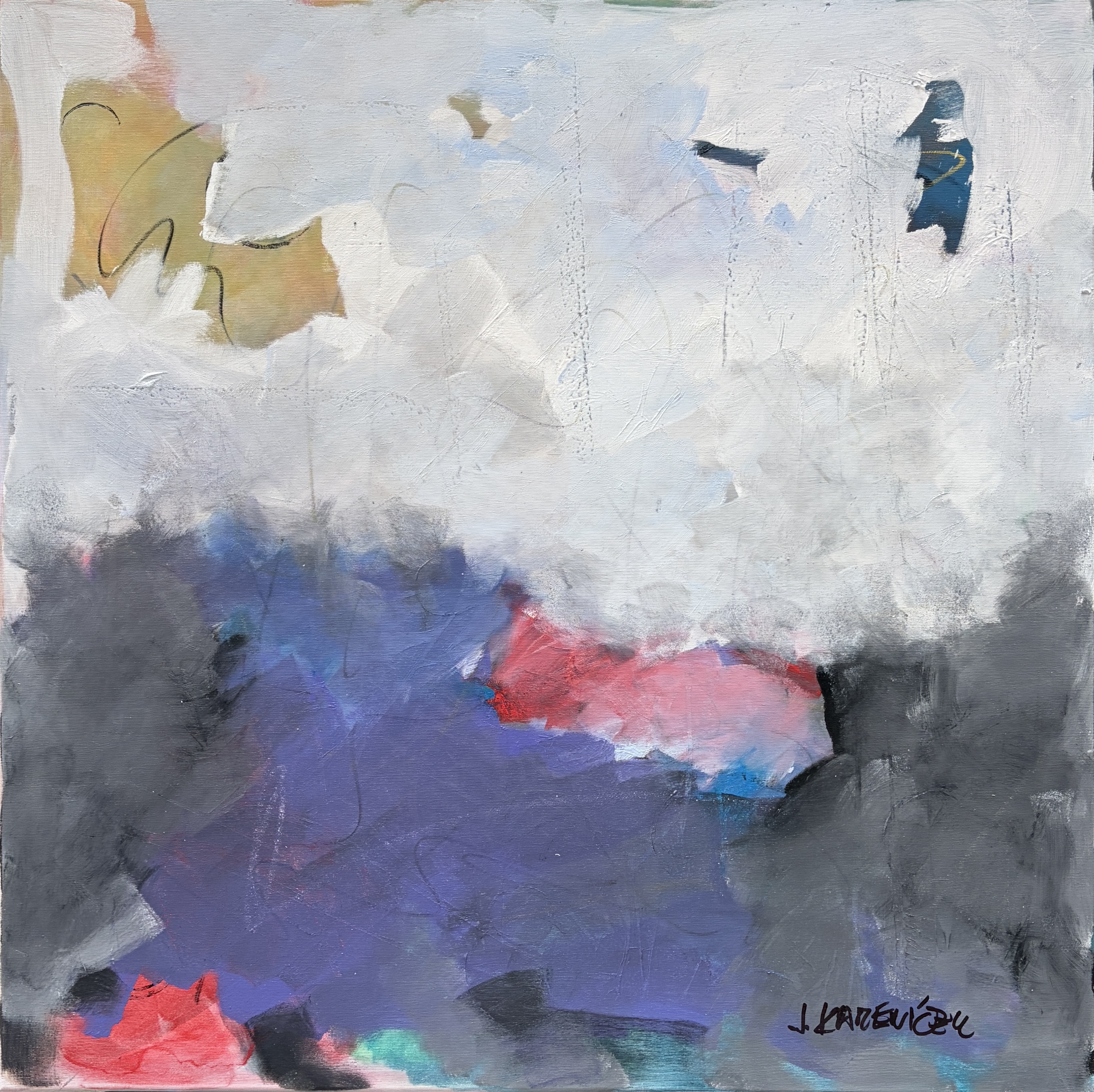 Bílá mlha nad temnotou 104, Jan Kameníček — Acrylic, Abstract, Canvas — 80 × 80 cm