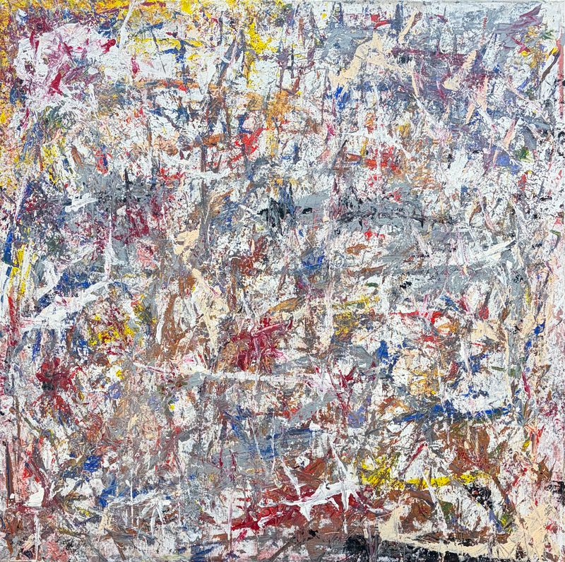 Bílé škrábance 239 (Arañazos blancos 239), Jan Kameníček — Lienzo, 90 × 90 cm
