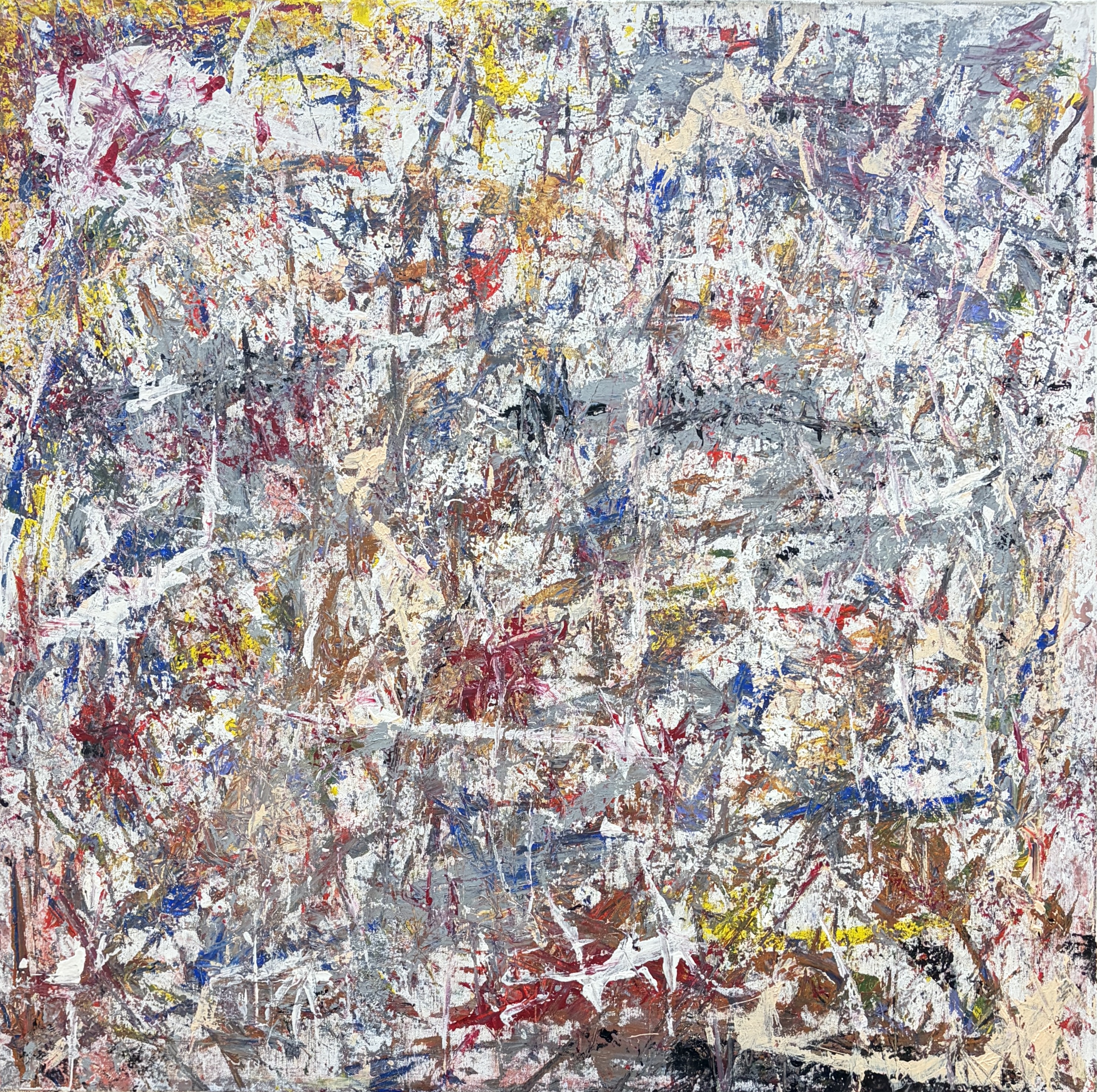 Bílé škrábance 239, Jan Kameníček — Acrylic, Expressionism, Canvas — 90 × 90 cm
