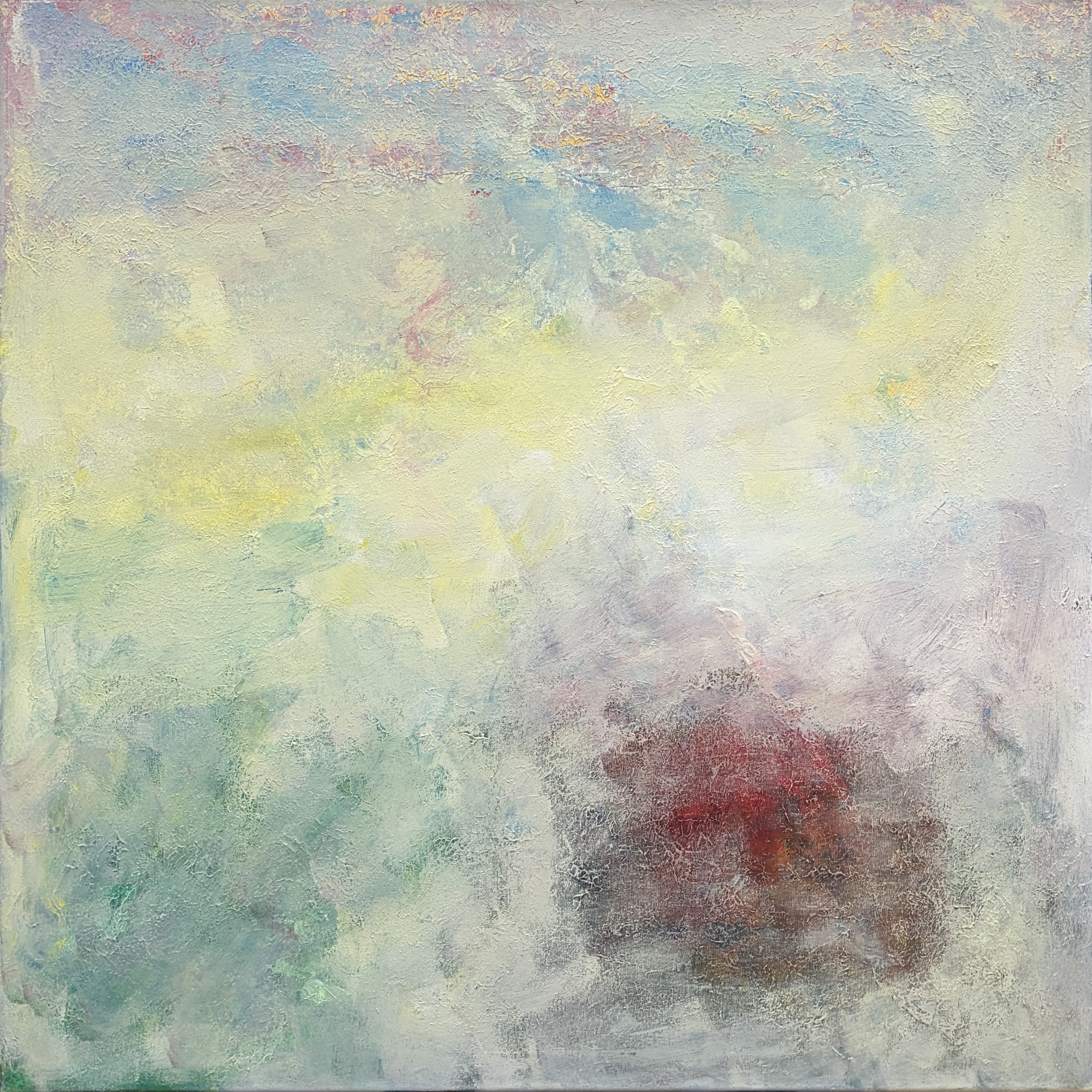 Červená skvrna 281, Jan Kameníček — Acrylic, Expressionism, Canvas — 90 × 90 cm