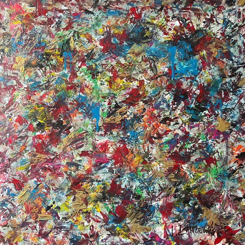 Dvě modré kapky, Jan Kameníček — Plátno, 80 × 80 cm
