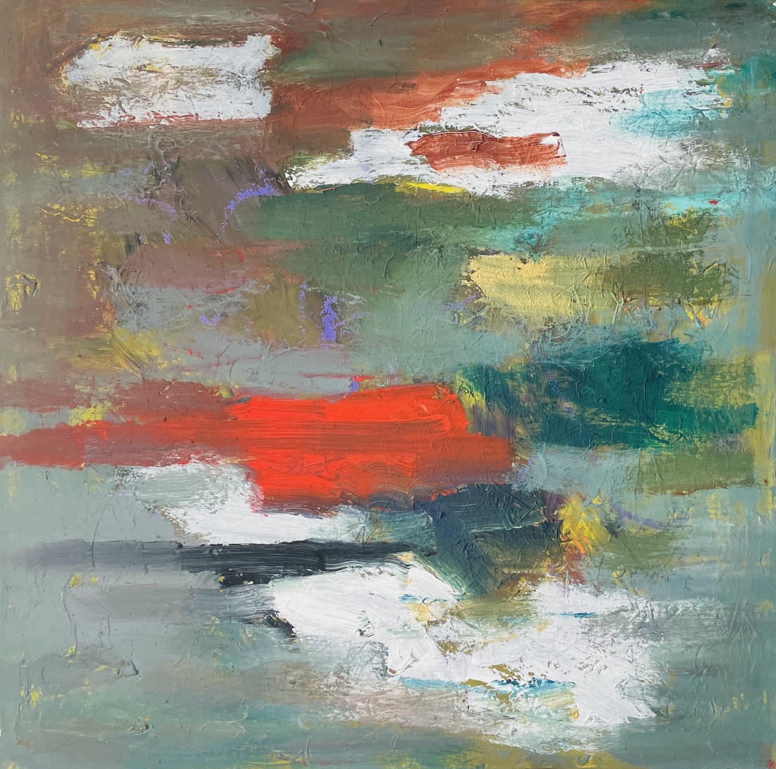 Krajina s oblaky 46, Jan Kameníček — Akril, Lyrical, Vászon — 80 × 80 cm